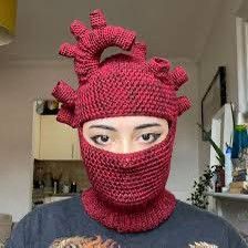 Designer × Handmade Anatomical Heart 🫀 Balaclava Handmade by Purplepulp Size ONE SIZE - 3 Thumbnail