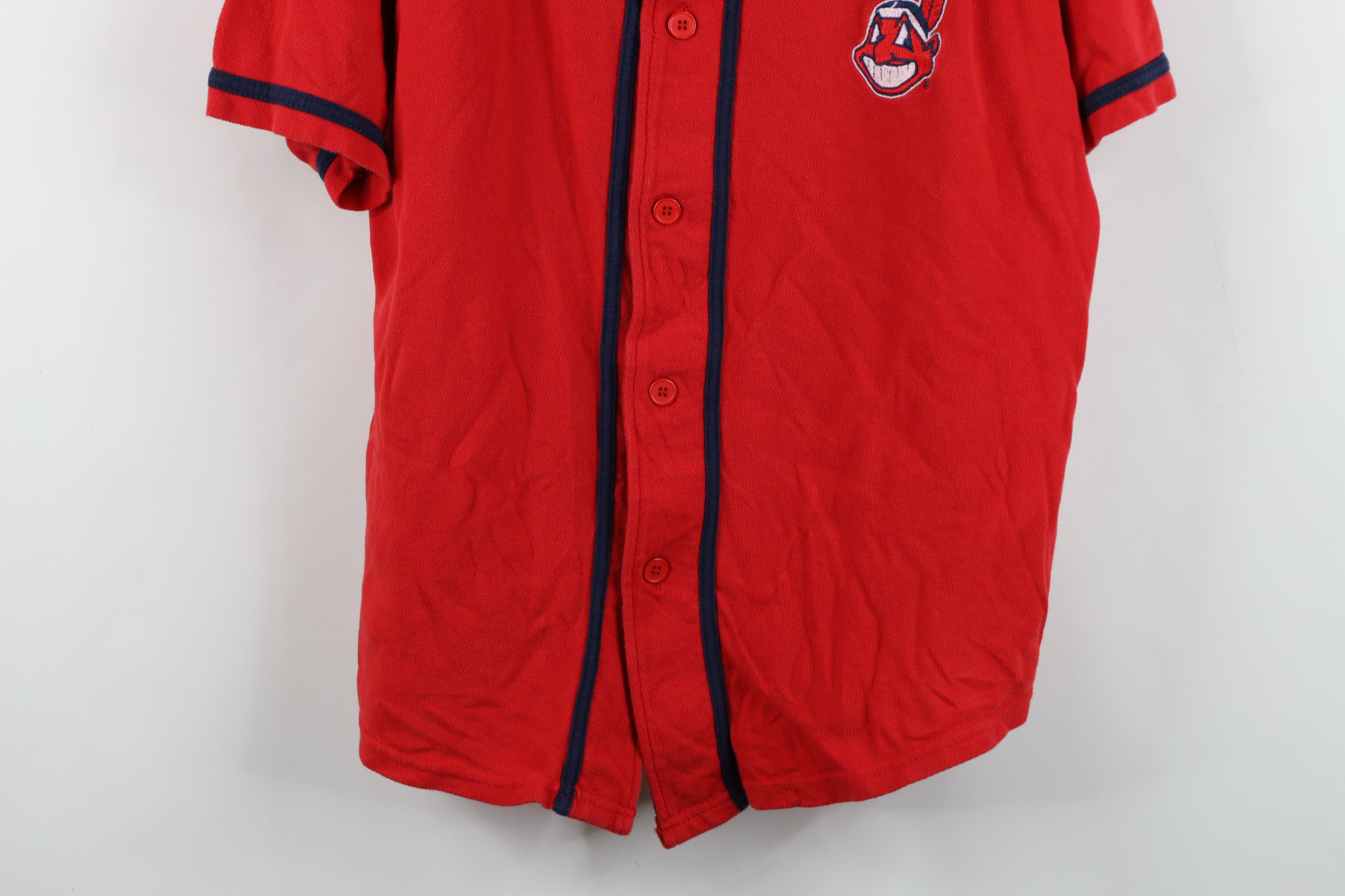 Vintage Vintage 90s Wahoo Cleveland Indians Baseball Jersey Red Size US L / EU 52-54 / 3 - 3 Thumbnail