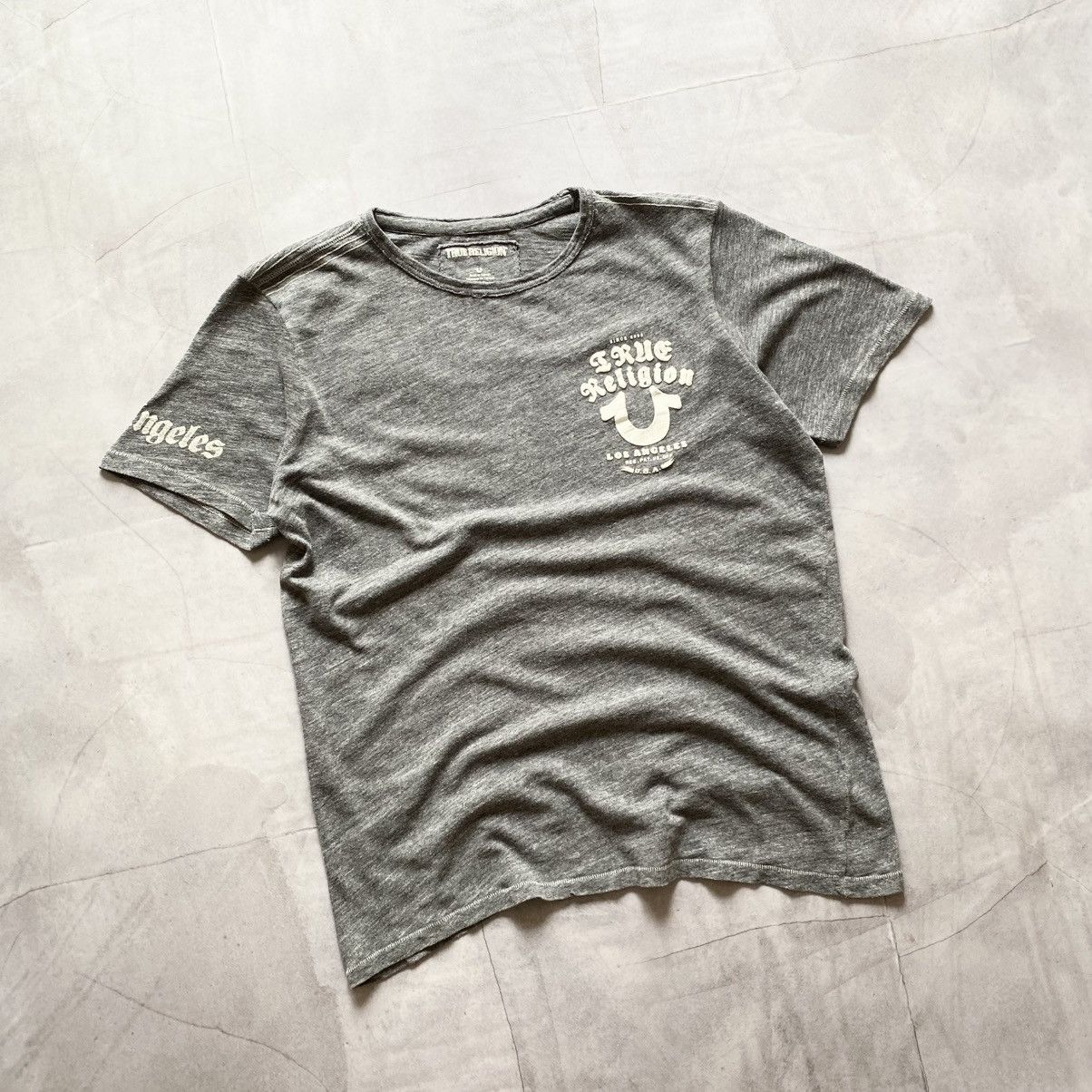 Ed Hardy × True Religion × Von Dutch Y2K True Religion Los Angeles Big Logo Gray T-Shirt Tee Size US XL / EU 56 / 4 - 1 Thumbnail