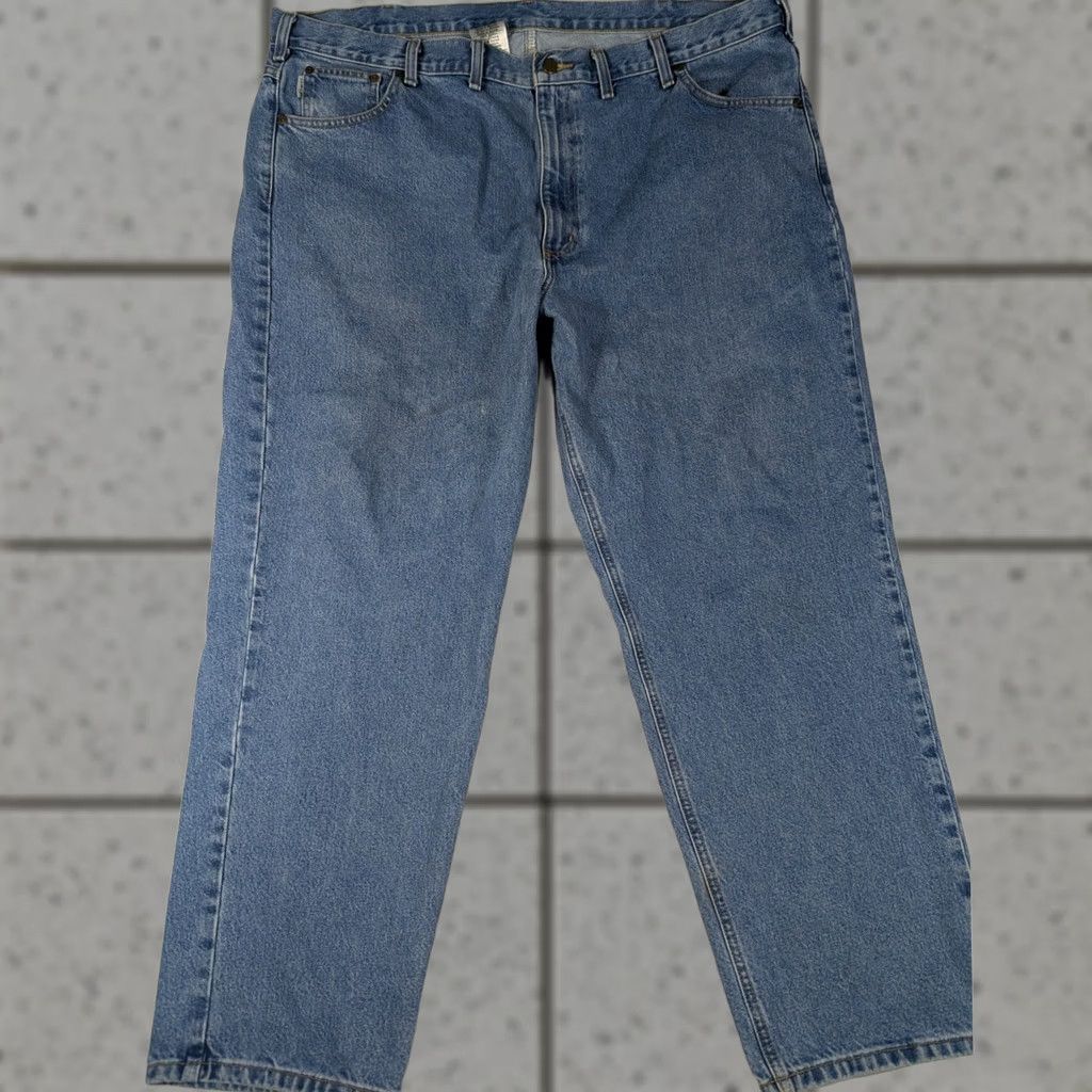 Carhartt Jeans Mens 46 Blue Stonewash Denim Relaxed Fit Work Pants B17 Btw, Men's (Size 30)