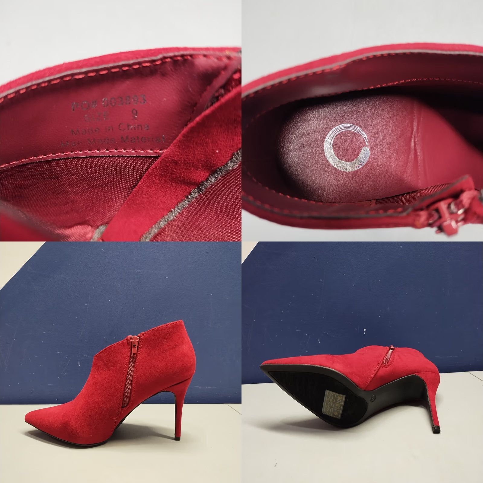Vintage Journee Collection Demmi Stiletto Heeled Booties Womens 9 Red Pointed Toe EUC - Womens Shoes 9 Red Stiletto Booties Demmi EUC Size US 9 / IT 39 - 8 Thumbnail