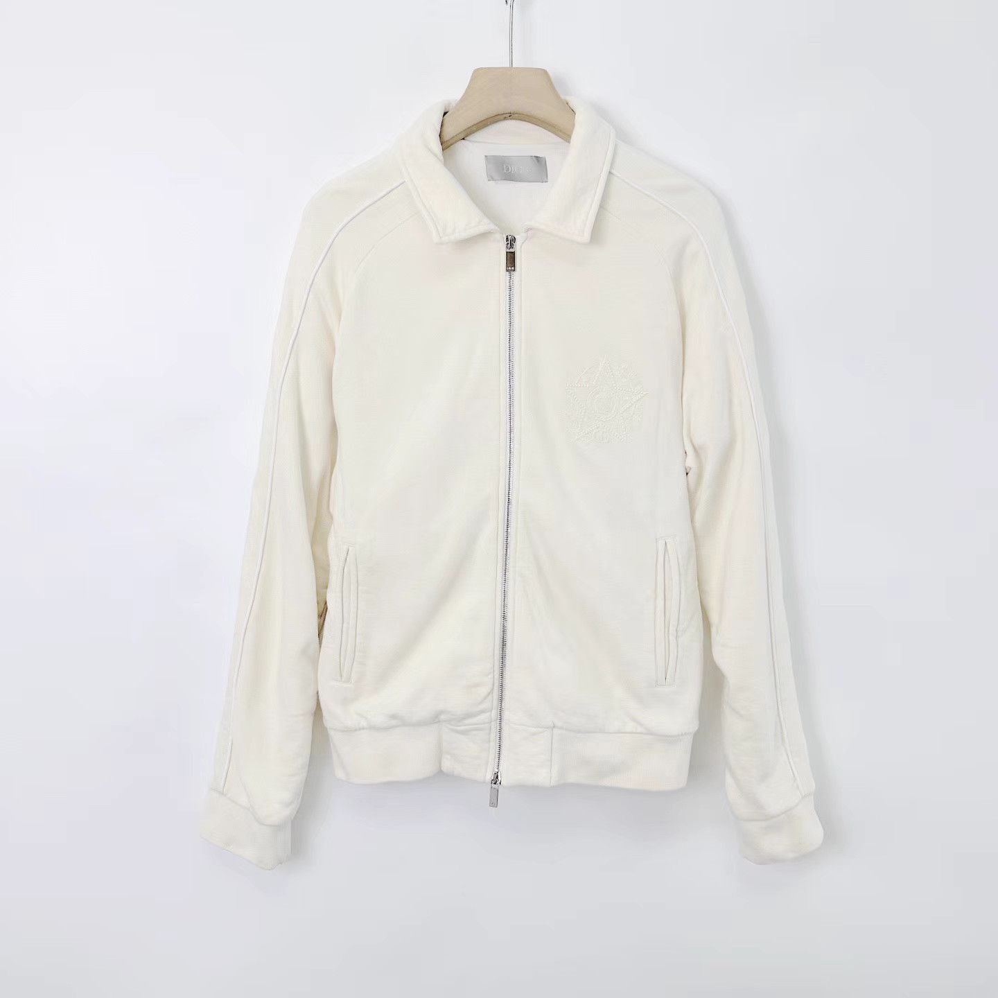 Dior White Zip-Front Collared Bomber Jacket Size US XL / EU 56 / 4 - 1 Thumbnail