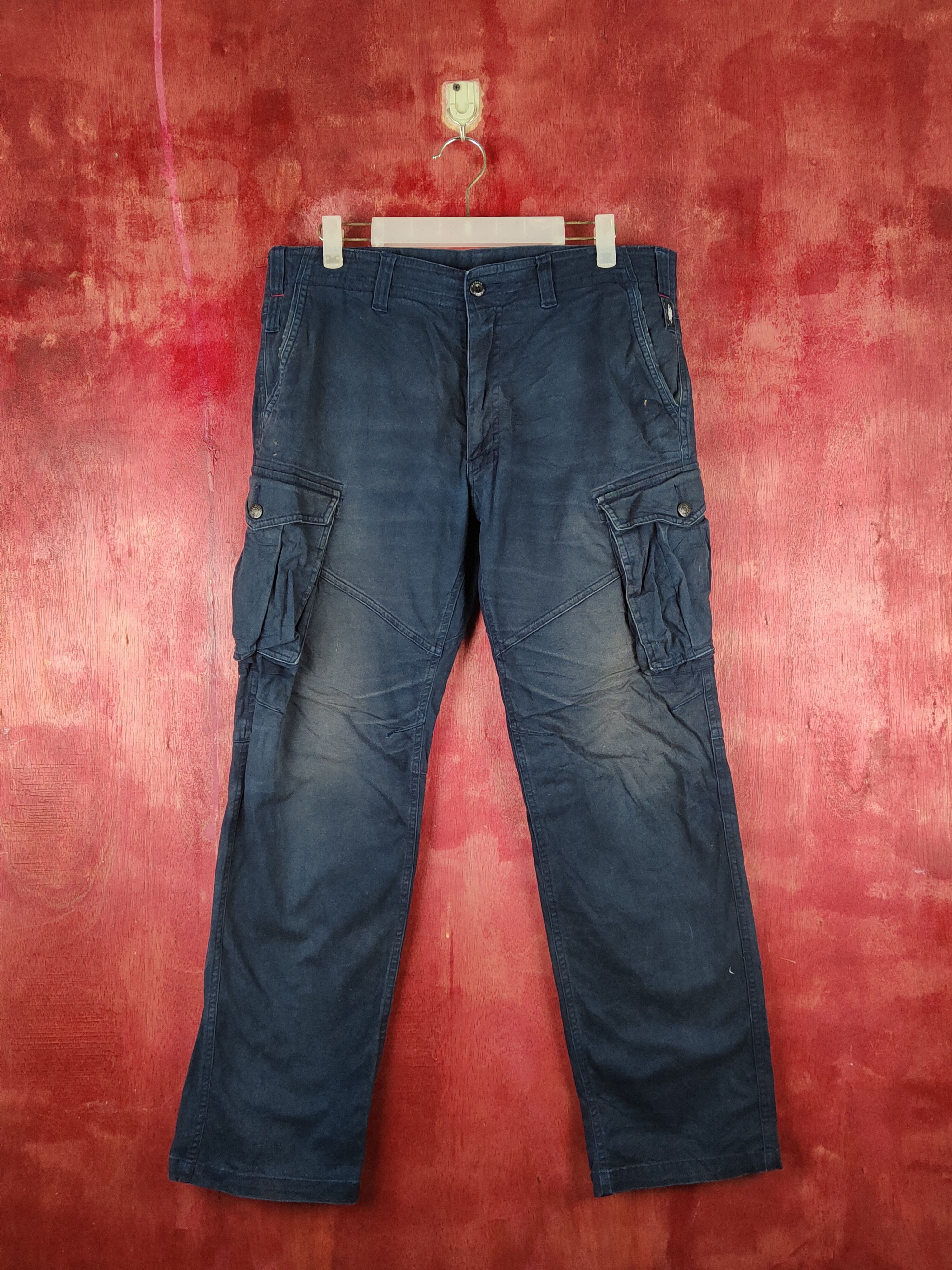 Japanese Brand Geride Dark Blue Multipocket Tactical Cargo Pants #S2149 Size US 34 / EU 50 - 1 Thumbnail