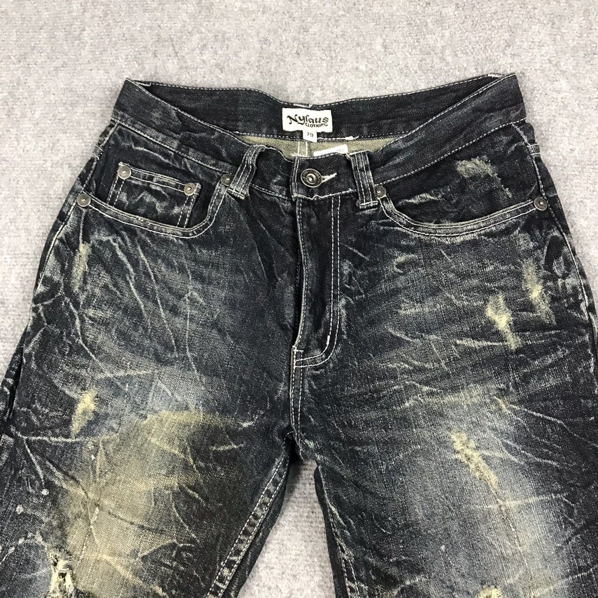 If Six Was Nine FLARE DISTRESSED NYLAUS RUSTY DENIM BOOT CUT PANTS Size US 28 / EU 44 - 8 Thumbnail