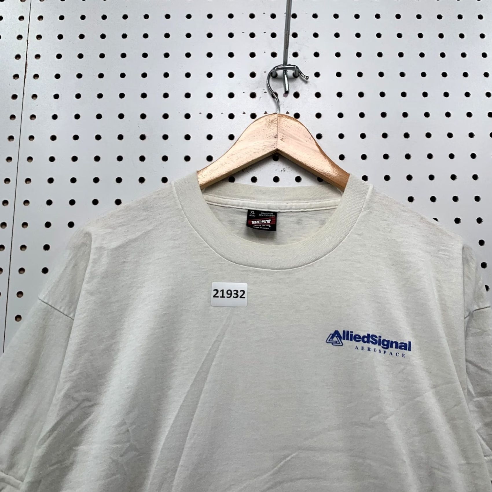 Fruit Of The Loom VINTAGE Aerospace Shirt White Single Stitch Allied Signal Adult Men XL 90s Size US XL / EU 56 / 4 - 7 Thumbnail