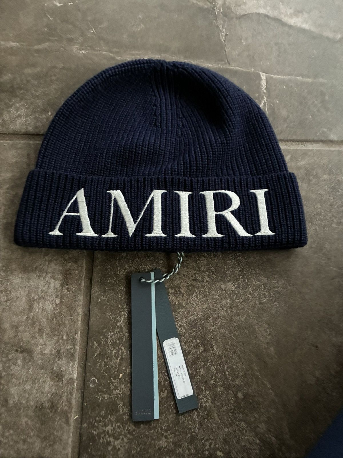 Amiri Amiri Logo Embroidered navy blue Beanie Size ONE SIZE - 1 Thumbnail