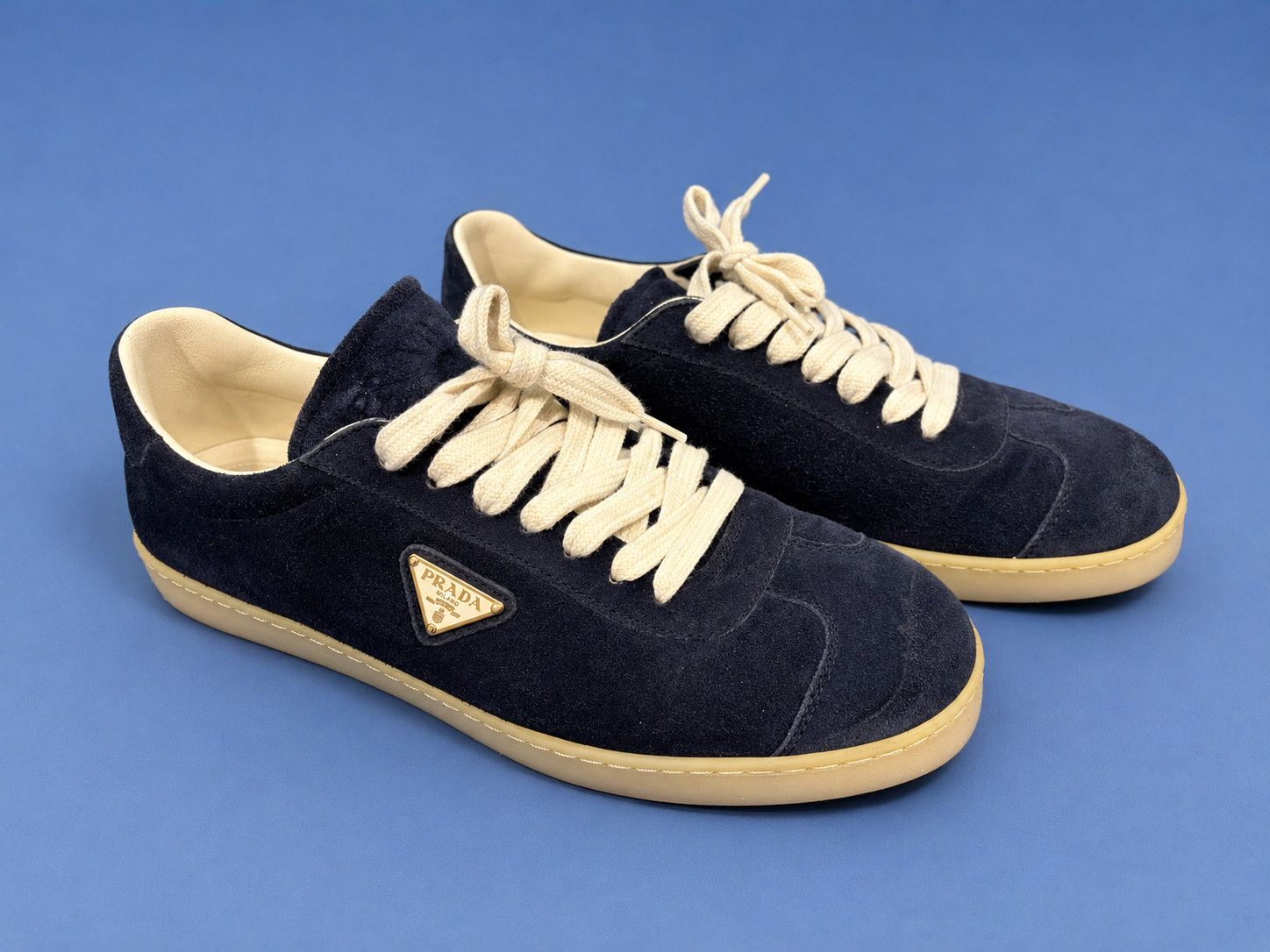 Prada Prada Lane Navy Suede Logo Sneakers 2EE394 Size US 8.5 / EU 41-42 - 1 Thumbnail