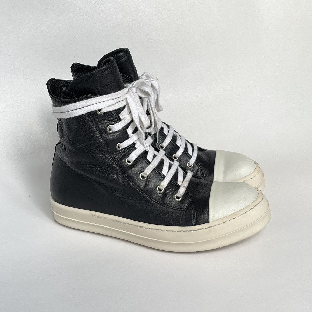 Rick Owens S/S 12 Black/Milk Leather Ramones Sneakers Size US 8 / EU 41 - 6 Thumbnail