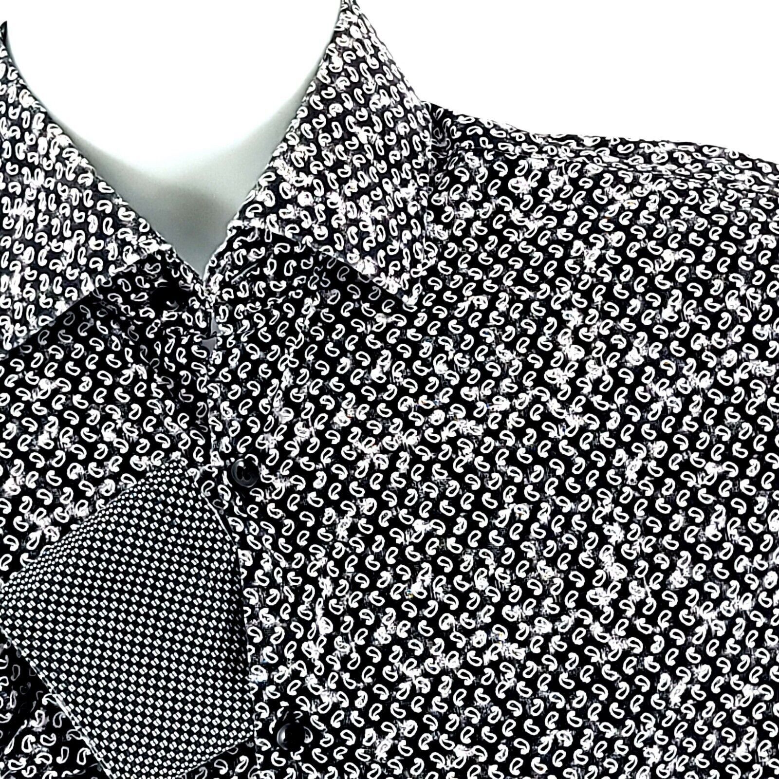 Stone Rose Stone Rose Size 2 Men's Paisley Gray Flip Cuff Cotton Collar Size US XS / EU 42 / 0 - 3 Thumbnail