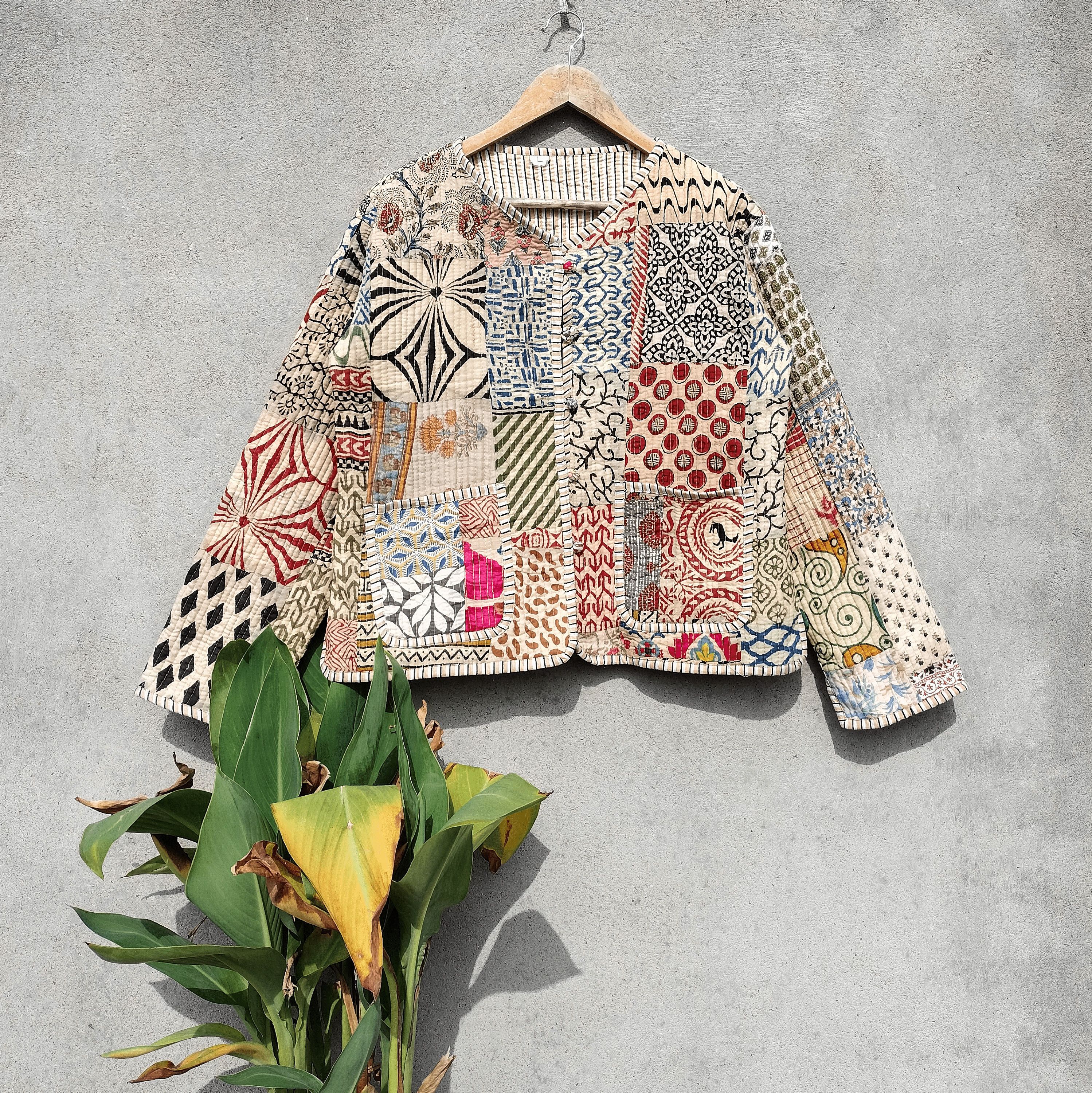 Handmade Patchwork Jacket, Quilted Jackets, Vintage Jackets Size M / US 6-8 / IT 42-44 - 1 Thumbnail