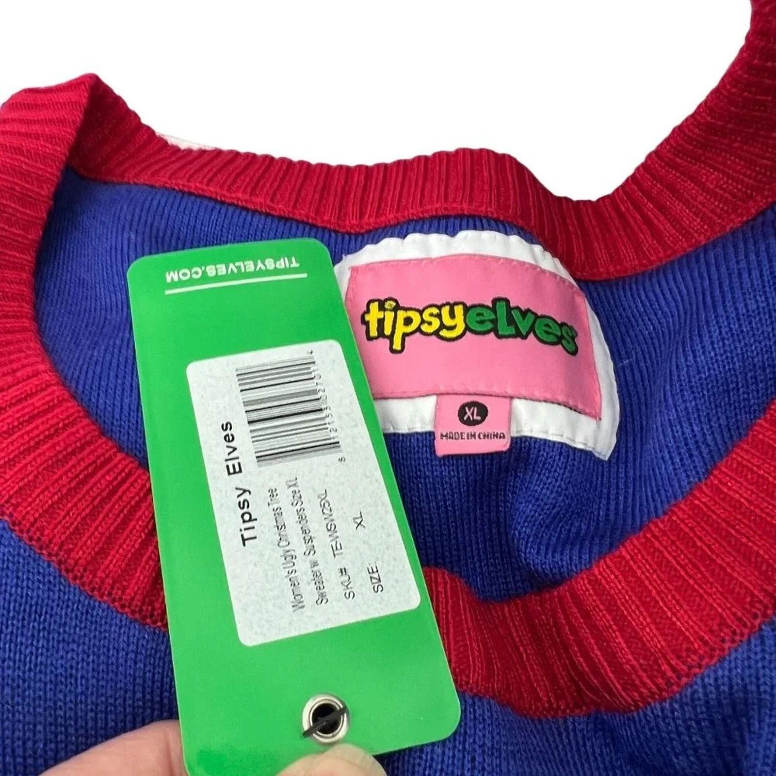 Tipsy Elves Tipsy Elves Ugly Christmas Tree Pom Sweater with Suspenders Size XL / US 12-14 / IT 48-50 - 5 Thumbnail