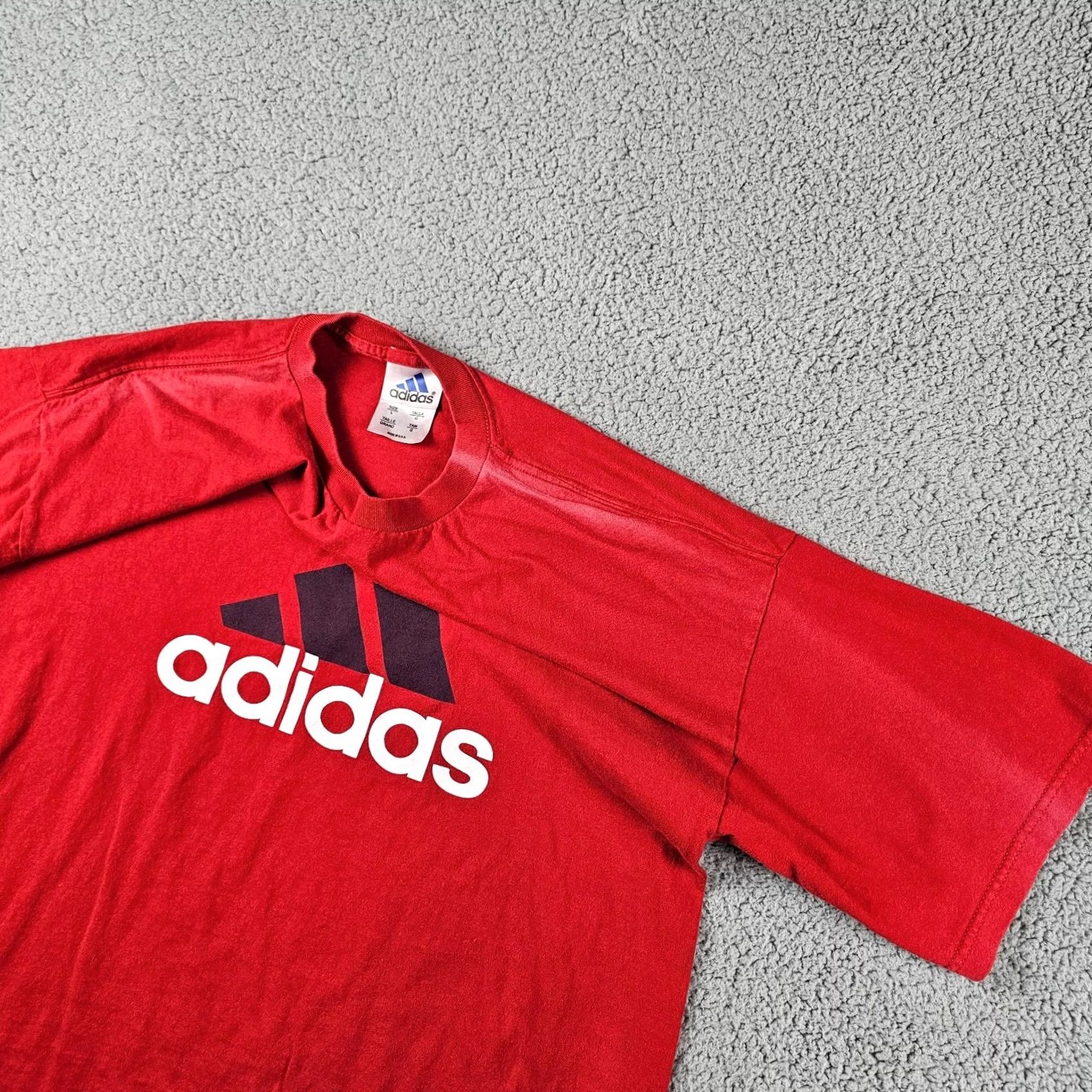 Adidas VINTAGE Adidas Shirt Mens Large Red USA Made Big Logo Graphic Faded 90s Y2K Size US L / EU 52-54 / 3 - 4 Thumbnail