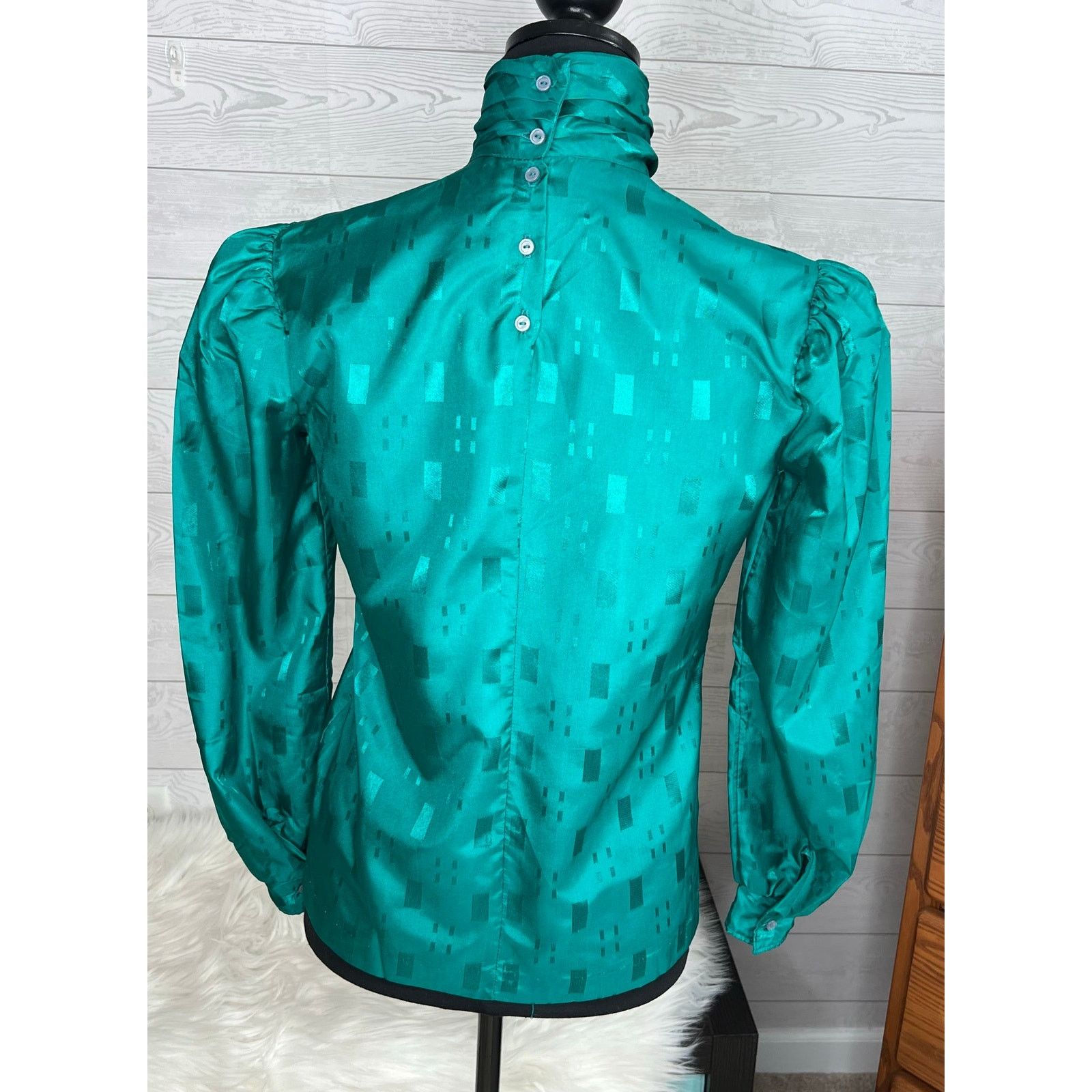 Other Avon Fashions vintage 80's green high neck blouse size 5/6 Size S / US 4 / IT 40 - 3 Thumbnail