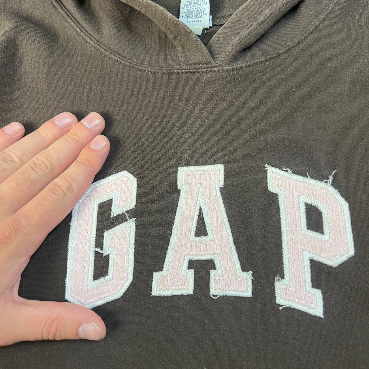 Gap Gap Vintage Y2K Big Embroidered Logo Brown Hoodie Size XXL / US 16-18 / IT 52-54 - 4 Thumbnail