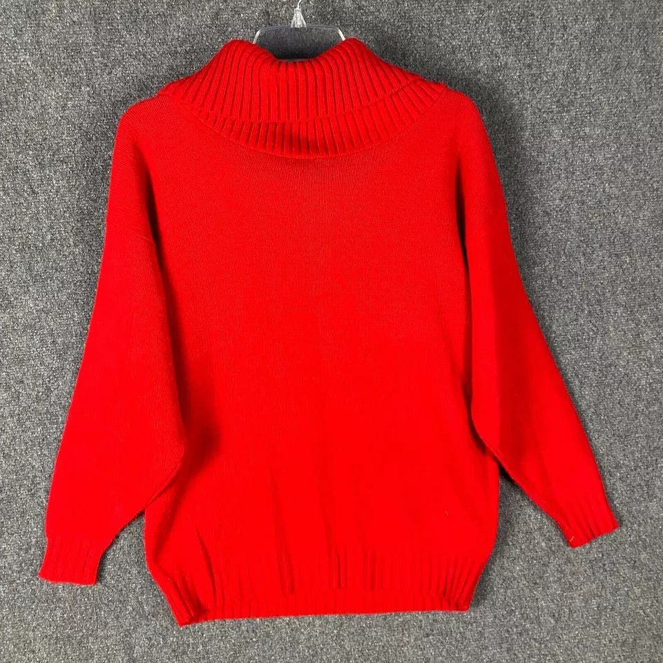 Vintage Croquet Sweater Women's Large Cowl Neck Red Knit L Size L / US 10 / IT 46 - 9 Thumbnail