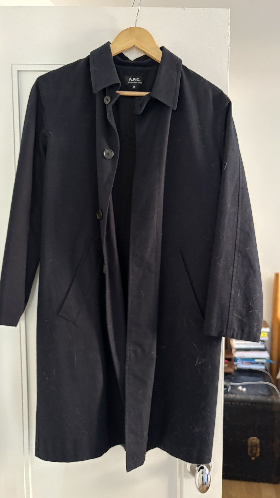 image of A P C Navy Trench Coat, Men's (Size XS)