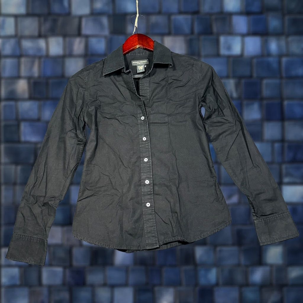 Banana Republic Banana Republic Blouse Womens XS Black Cotton Spandex Button-Up Long Sleeve Top Size XS / US 0-2 / IT 36-38 - 1 Thumbnail