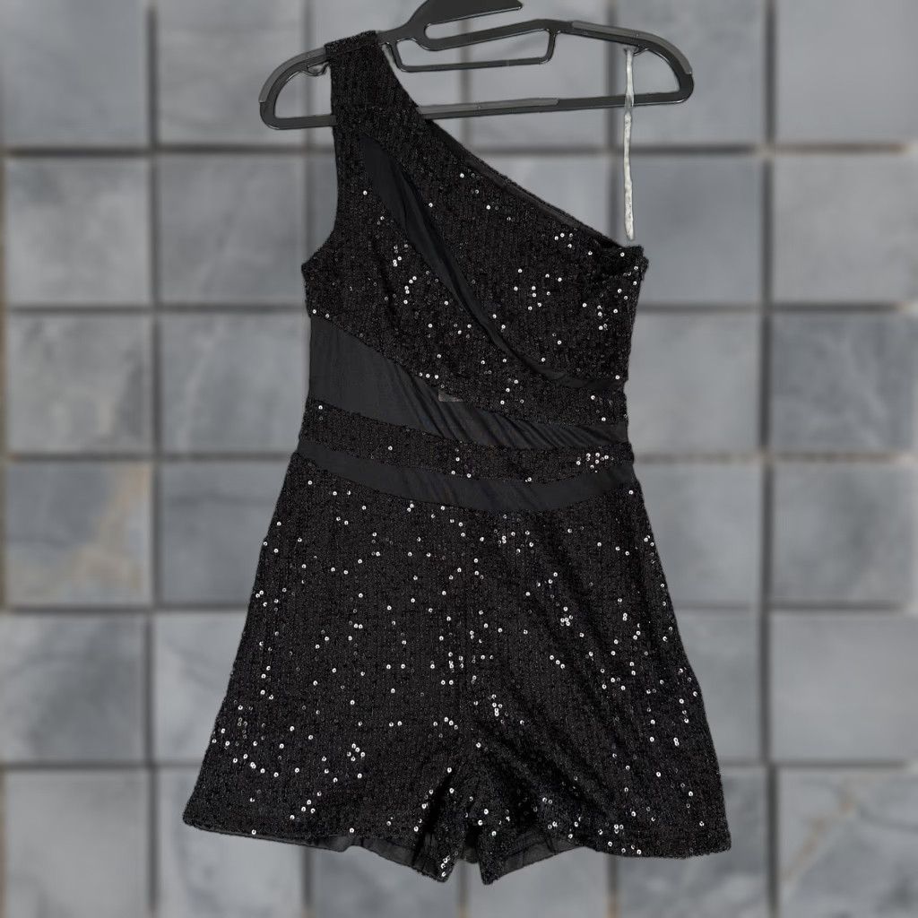 Fashion Nova Fashion Nova Romper Womens Small Black New Party Seeker Sequence Size 28" / US 6 / IT 42 - 1 Thumbnail