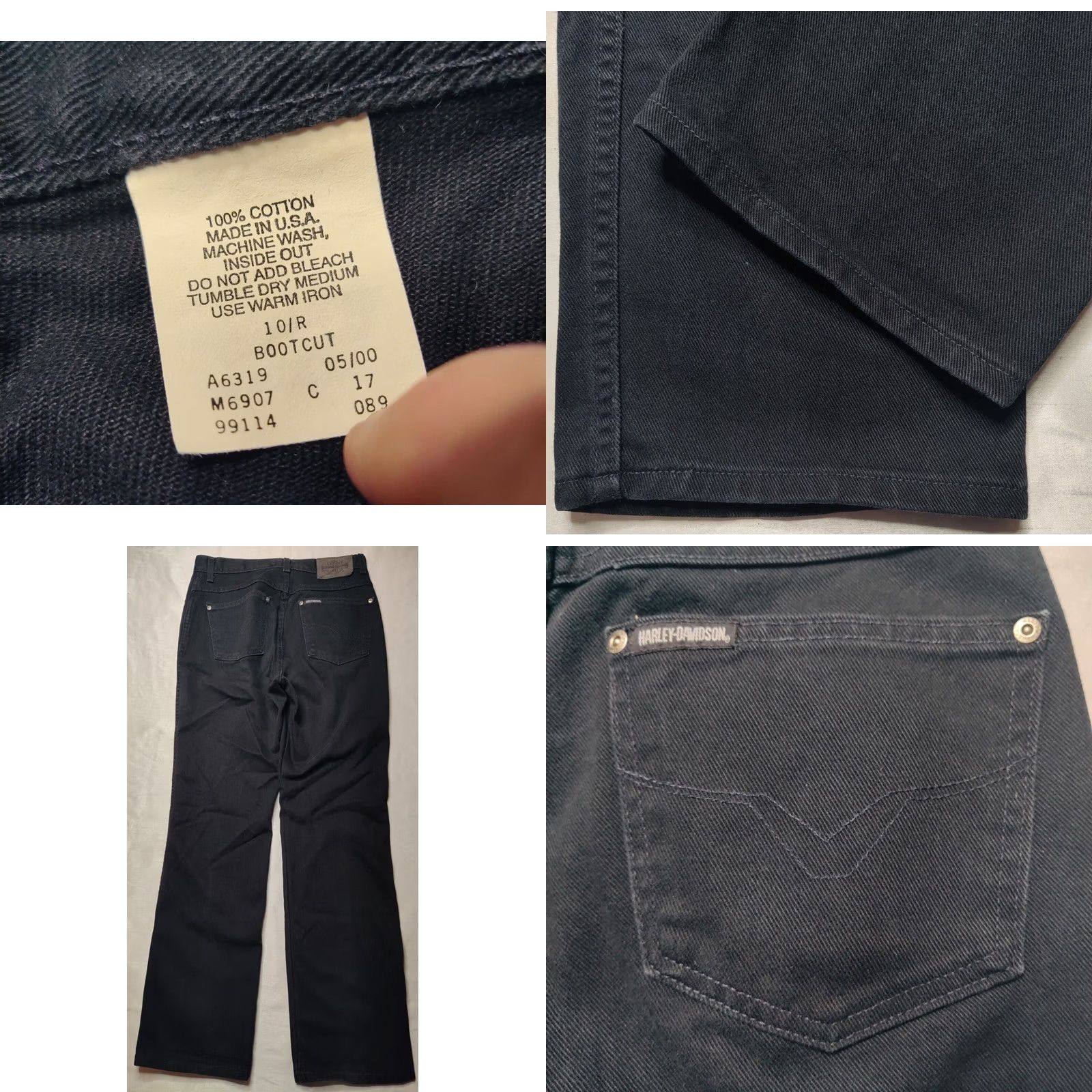 Harley Davidson VINTAGE Harley-Davidson Women Bootcut Jeans 10R Black Denim 32 Made In USA Size 32" / US 10 / IT 46 - 9 Thumbnail