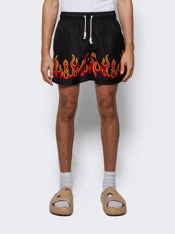 Palm Angels o1gr1nt0425 Burningflames Print Swimshort in Black Size US 30 / EU 46 - 3 Thumbnail