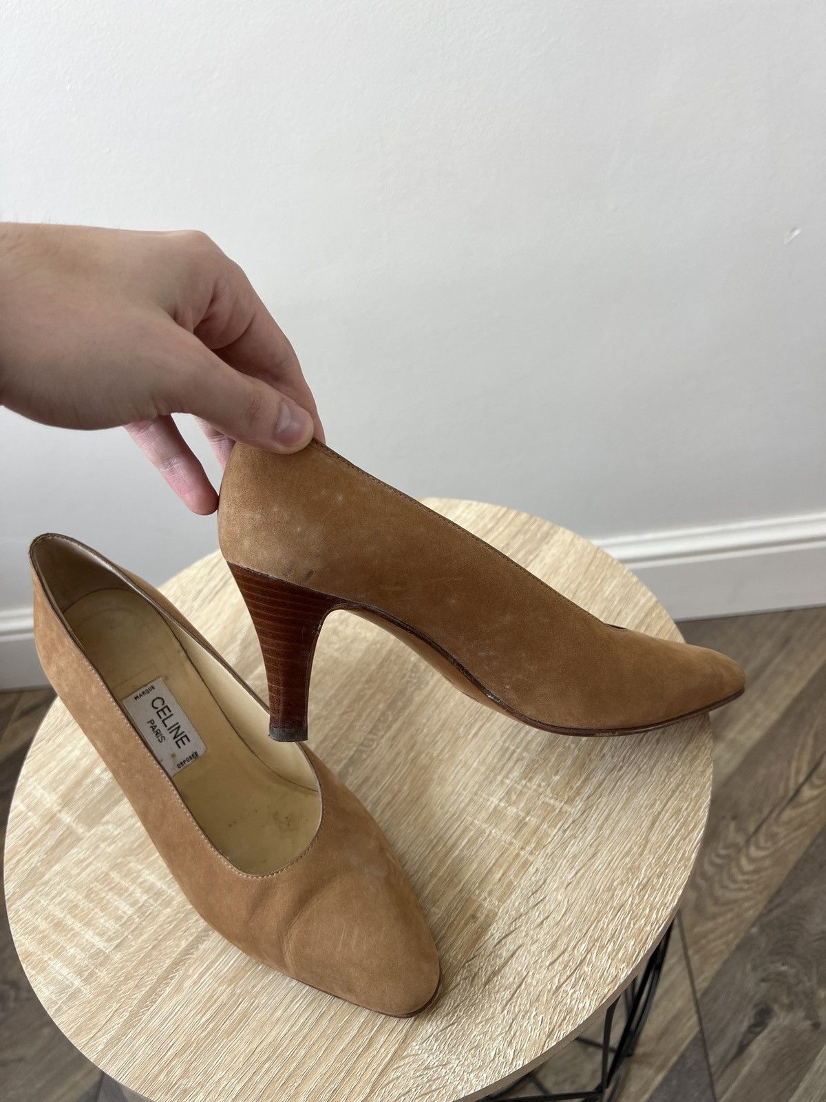 Celine Vintage Celine Women’s Brown Suede Leather Heels Pointed Toe Size US 7 / IT 37 - 11 Thumbnail
