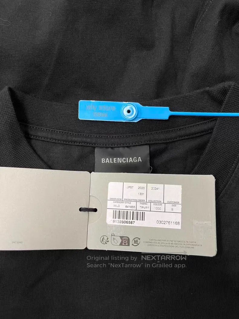 Balenciaga Balenciaga Logo Crystal Flat Grain Short Sleeve Off-Should Size S / US 4 / IT 40 - 4 Thumbnail