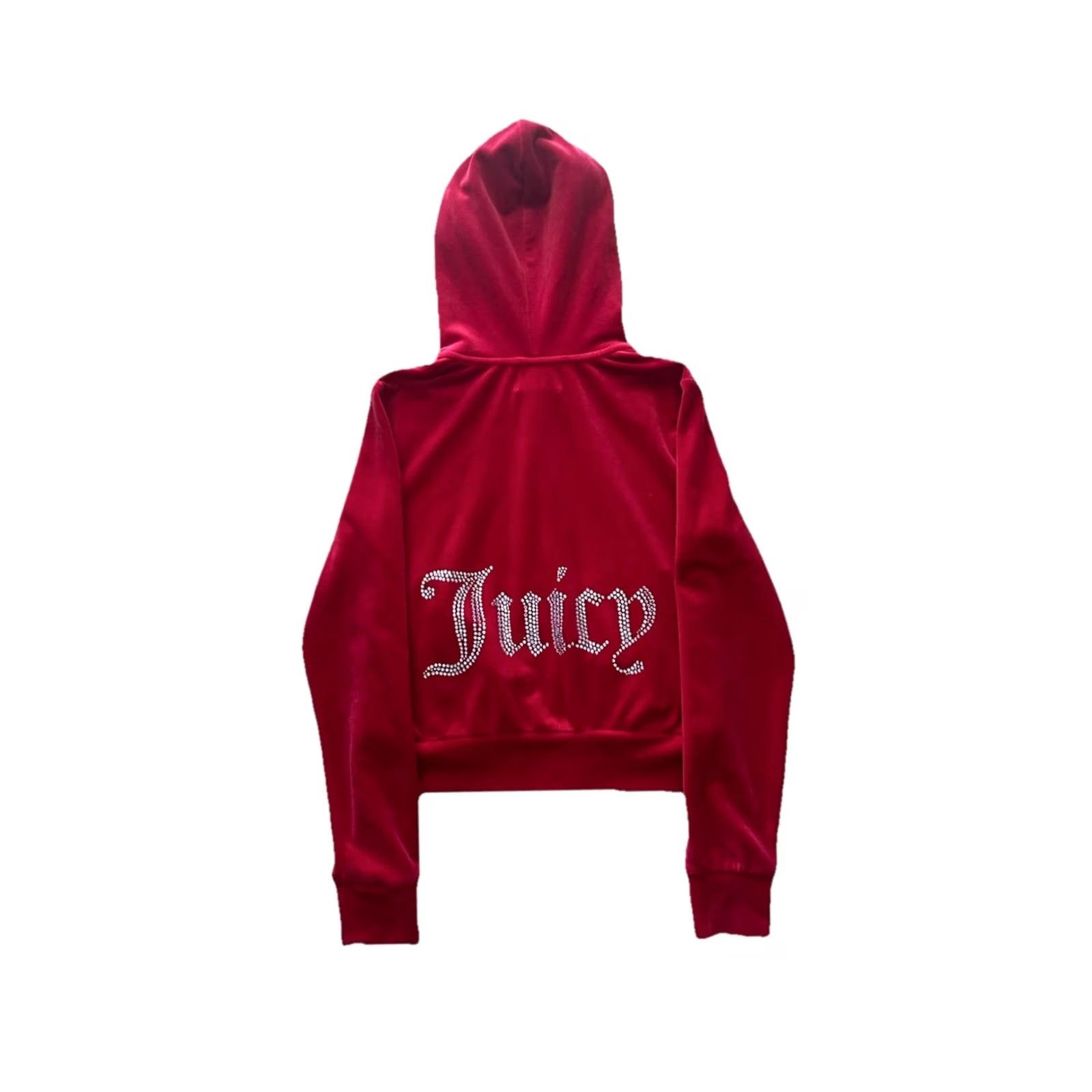Juicy Couture VINTAGE Juicy Couture Hoodie Full Zip Velour Red XS Rhinestone Spellout 90s Y2K Women’s Small Zip Hoodie) Size XS / US 0-2 / IT 36-38 - 2 Thumbnail