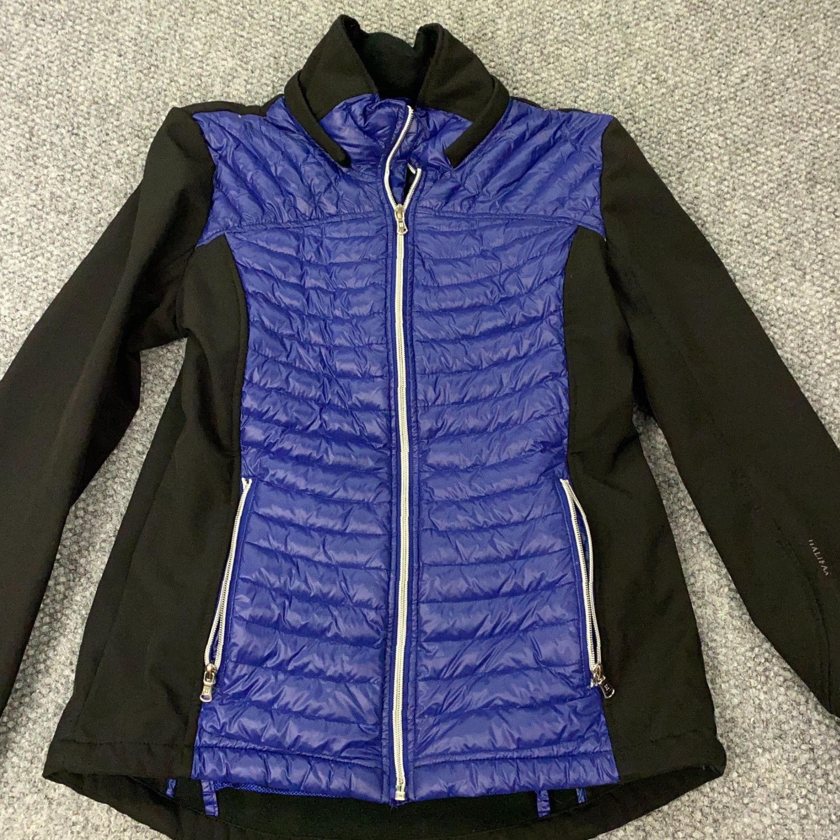 Vintage VINTAGE Halifax Traders Jacket Womens Medium Black Blue Down Quilted Mixed Media Zip Size M / US 6-8 / IT 42-44 - 2 Thumbnail