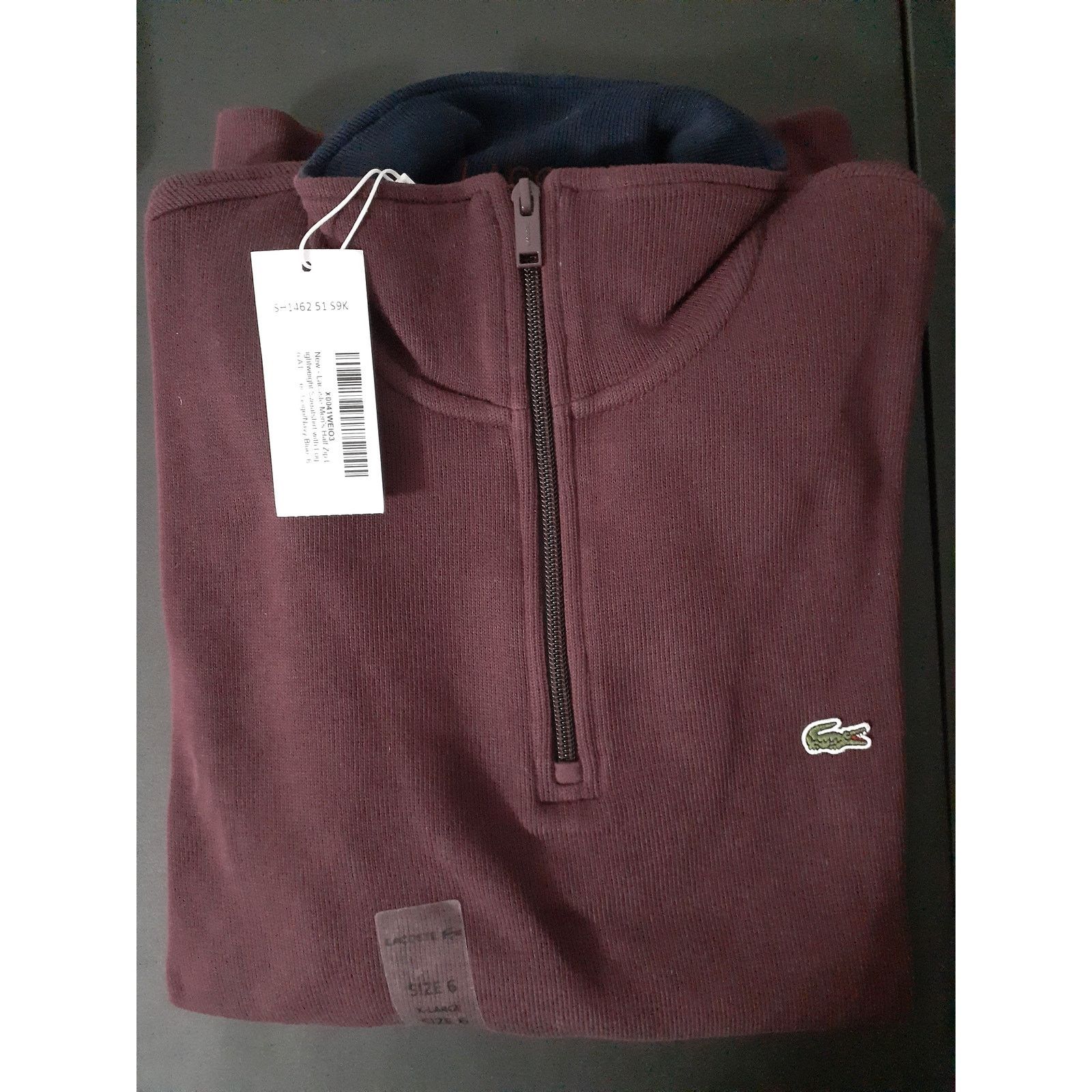 Lacoste Lacoste Men's Half Zip Lightweight Sweatshirt Vendange XL Size US XL / EU 56 / 4 - 2 Thumbnail