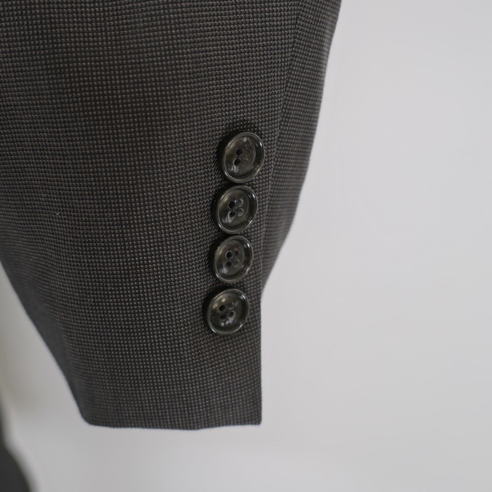 Jones New York Jones New York Wool Silk Brown Black Nailshead 3 Button Blaz Size 44L - 3 Thumbnail