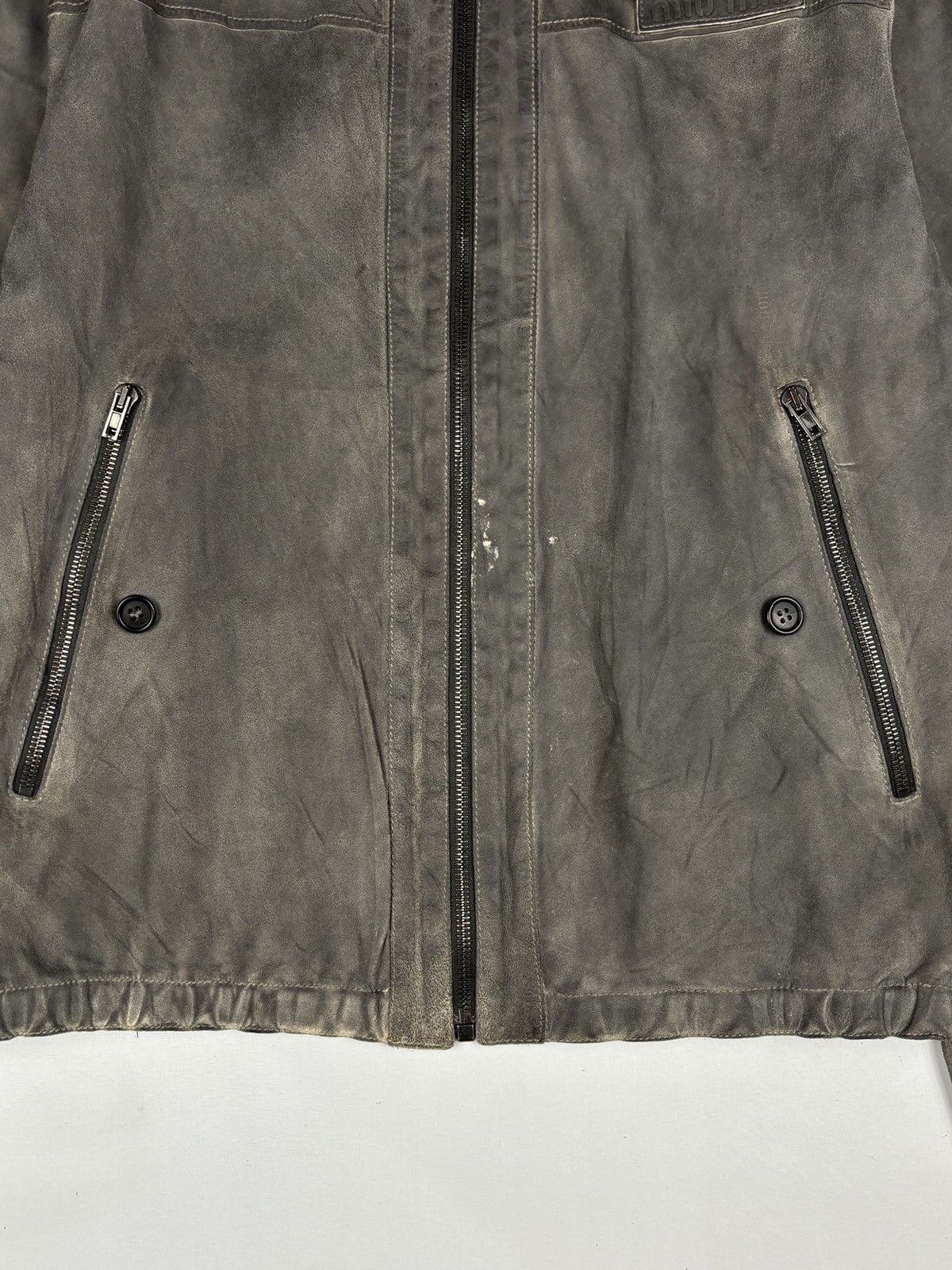 Miu Miu 2000’s Archived Grey Pelle - Leather Jacket Size US L / EU 52-54 / 3 - 4 Thumbnail