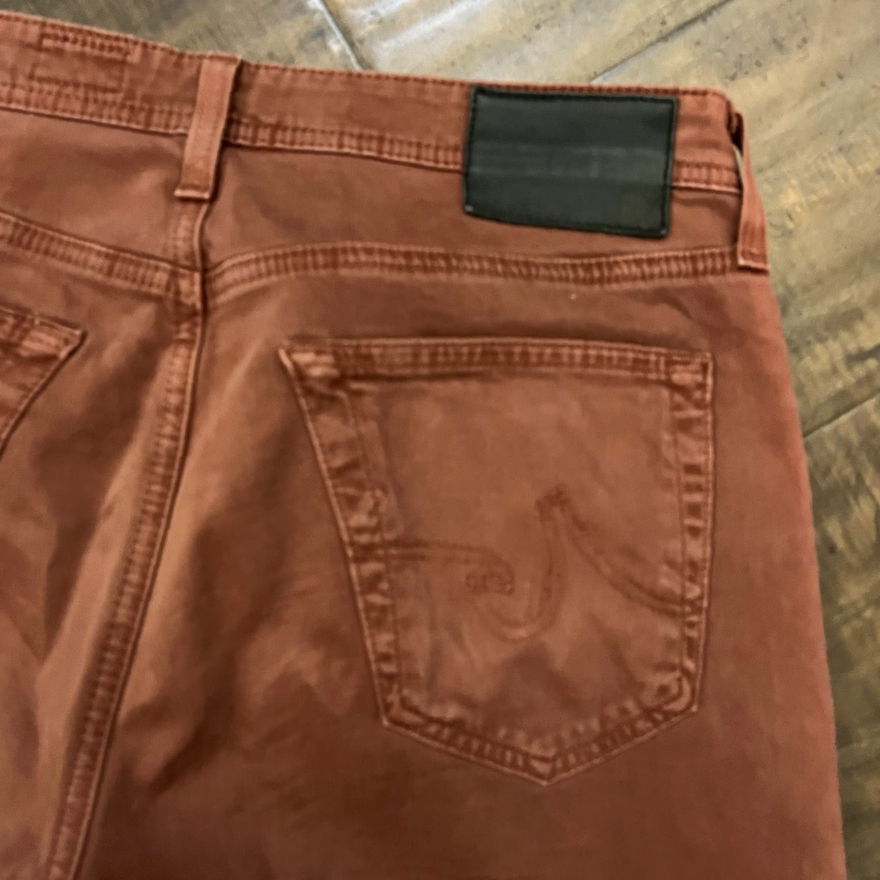 Vintage AG Adriano Goldschmied The Everett Chino Pants 31x34 Burgundy Men Slim Straight Size US 31 - 6 Thumbnail