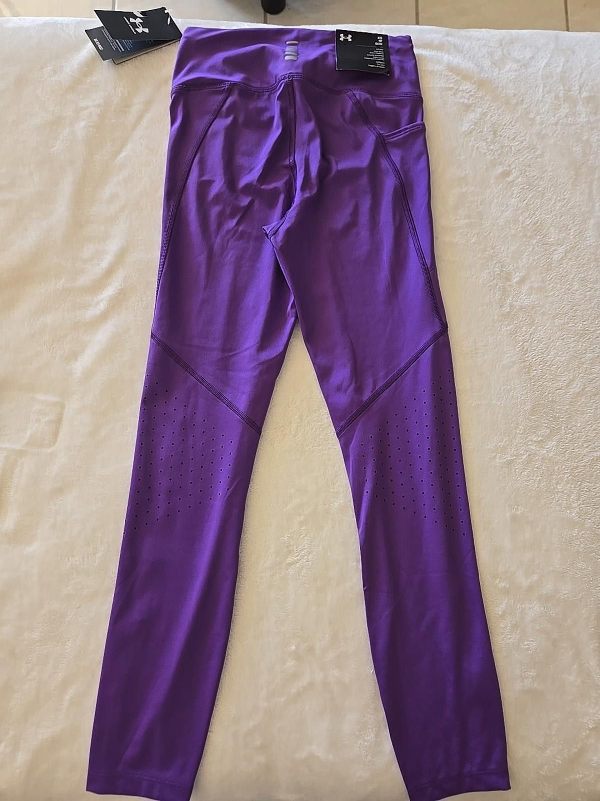 Under Armour UNDER ARMOUR WOMEN'S XS FLY FAST Running Leggings Purple NWT Size 26" / US 2 / IT 38 - 4 Thumbnail