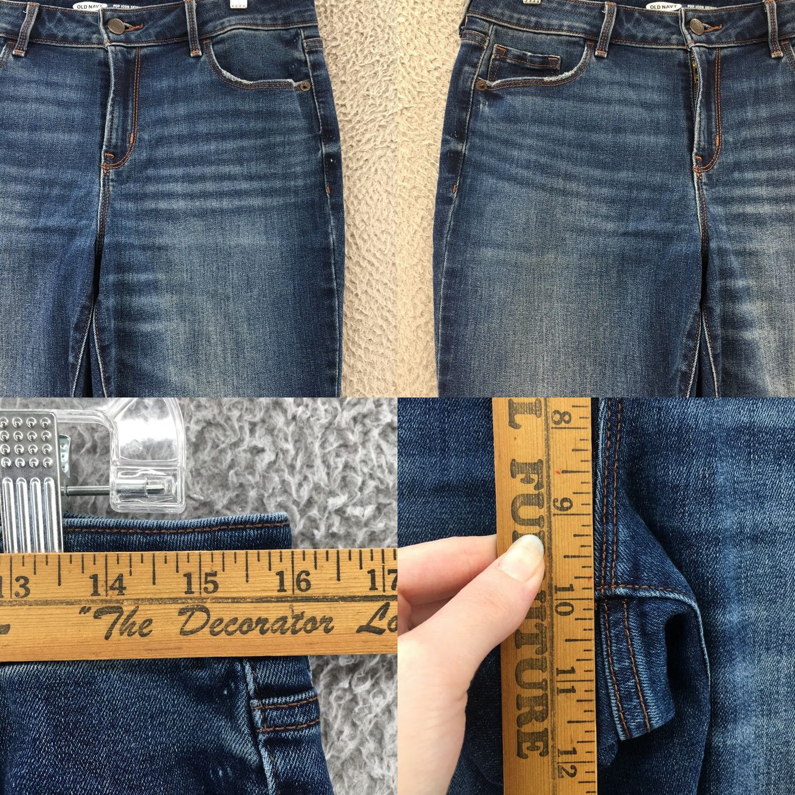 Old Navy Old Navy Skinny Jeans Womens 10 Blue Denim Mid Rise Dark Wash Zip Jeans Womens 10 Regular Zip 5-Pocket Denim Blue Leather? Size 32" / US 10 / IT 46 - 8 Thumbnail