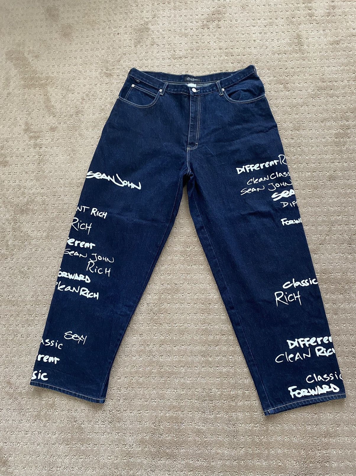 Sean John Vintage JNCO Style Oversized Printed Denim Jeans