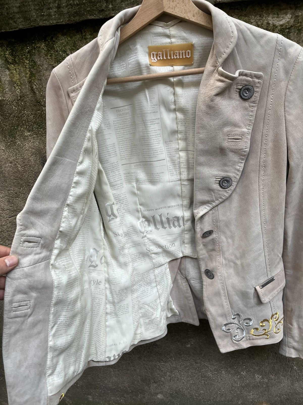 John Galliano × Vintage galliano floral print vintage leather jacket Size XXS / US 00 / IT 34 - 2 Thumbnail
