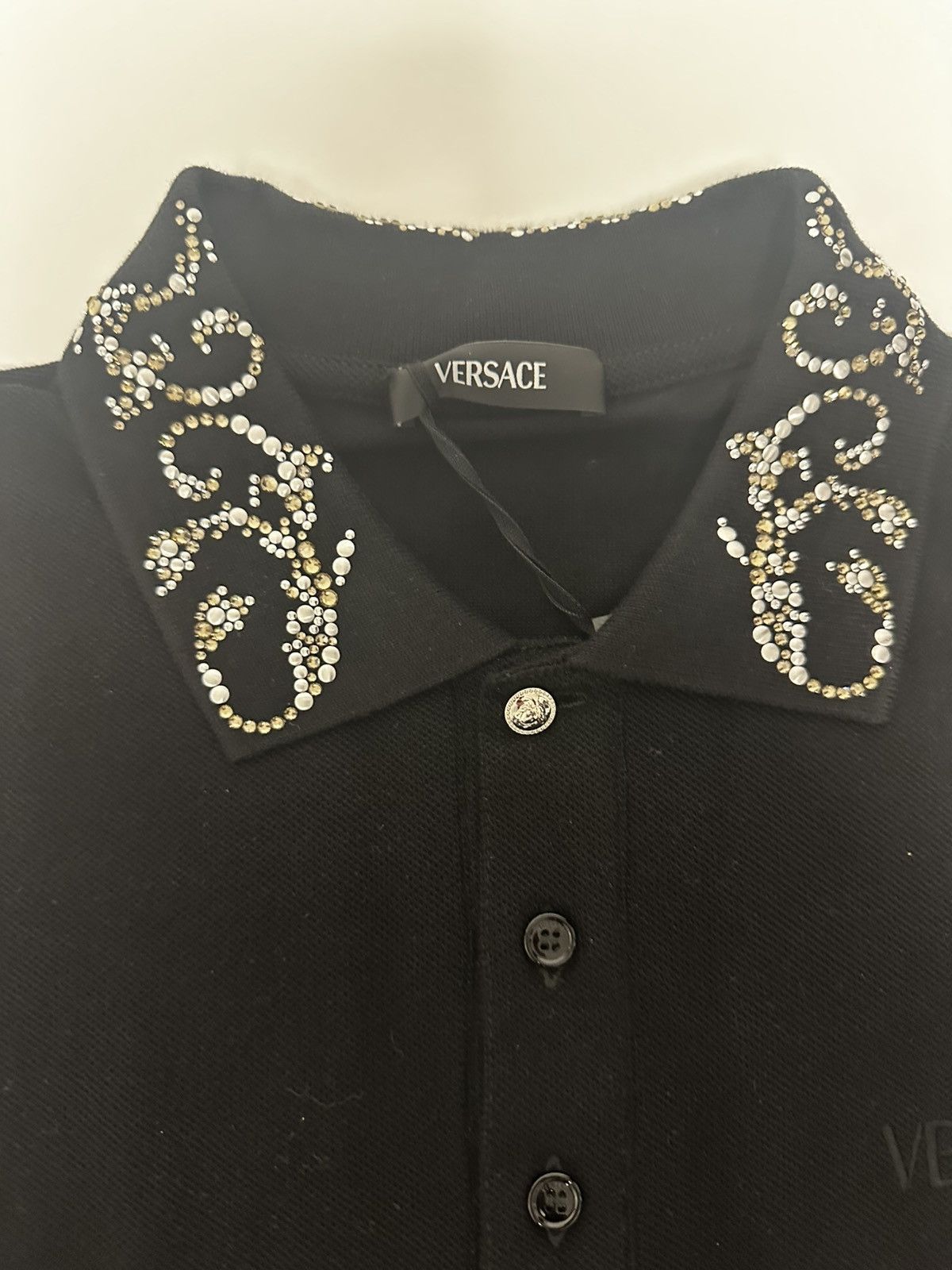 Versace Versace Black Embroidered Polo Shirt Size US S / EU 44-46 / 1 - 4 Thumbnail