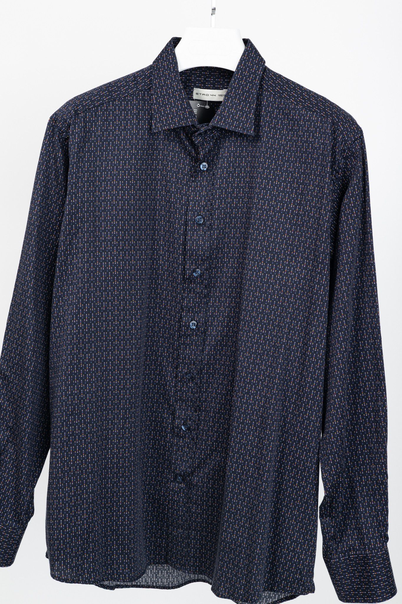 Etro Etro Navy Micro-Dot Cotton Buttoned Shirt Size US XL / EU 56 / 4 - 3 Thumbnail