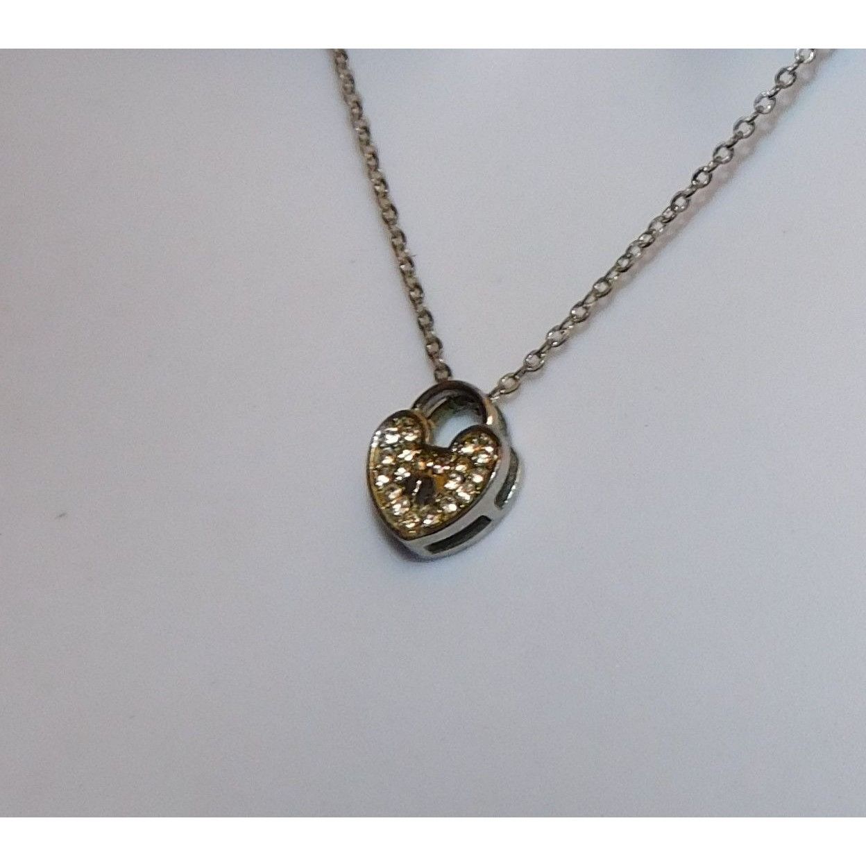 Other Elegant Dainty Rhinestone Heart Lock Necklace Size ONE SIZE - 4 Thumbnail