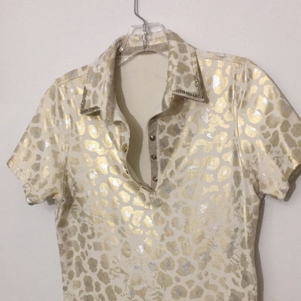 Other Pit Bull Jeans Gold Leopard Face Polo: Size L Size L / US 10 / IT 46 - 10 Thumbnail