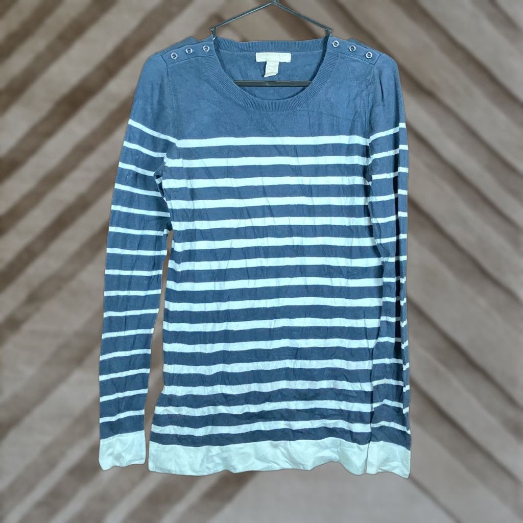 Banana Republic Banana Republic Women Sweater Navy White Striped Crew Neck Wool Blend M Pullover Knit Casual Workwear 30 Day Returns Womens Size M / US 6-8 / IT 42-44 - 1 Thumbnail