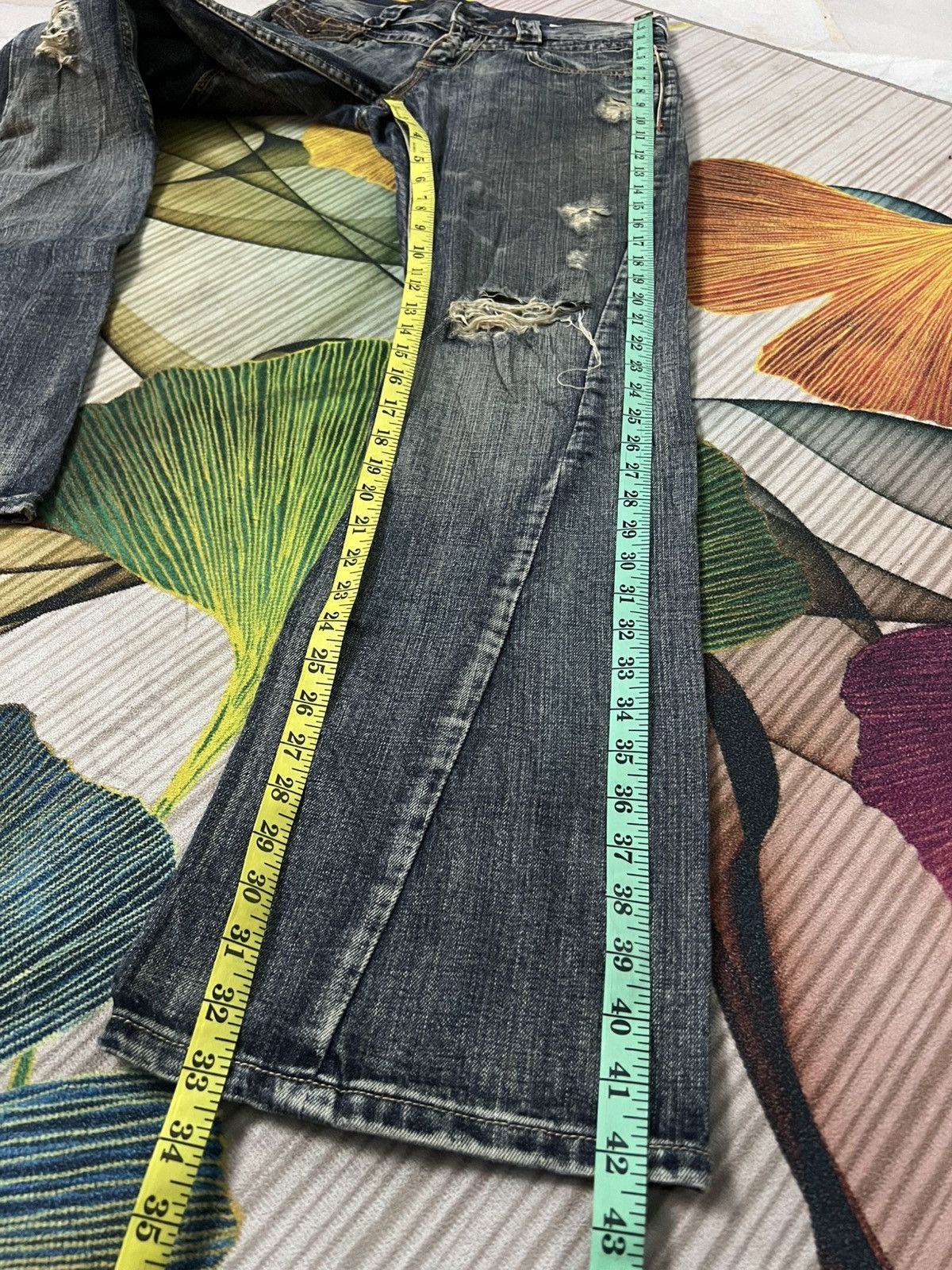 Japanese Brand 💥Flare💥Semantic Design Snake Skin Twist Leg Distress Jean Size US 32 / EU 48 - 4 Thumbnail