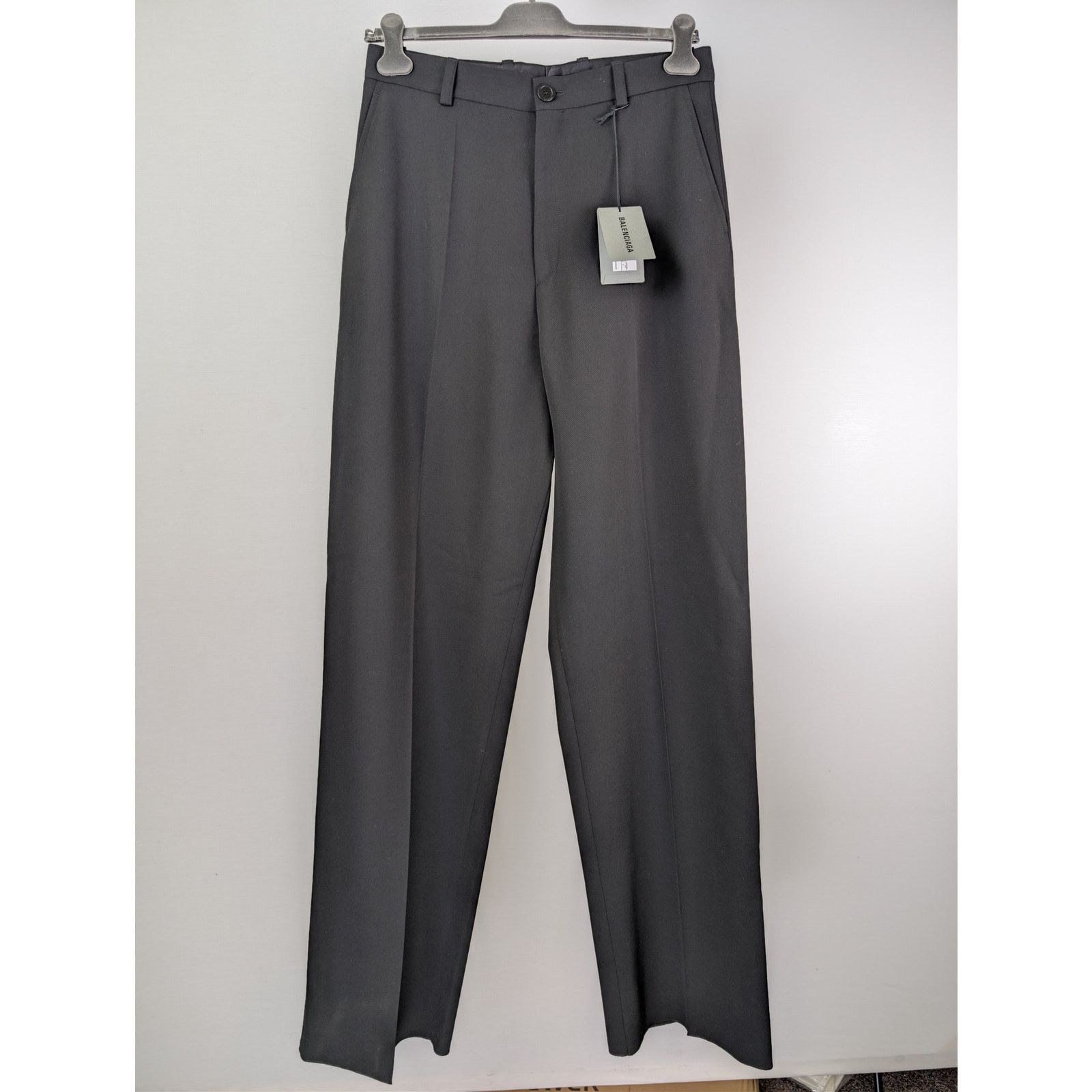 Balenciaga o1rshd1 Unisex Dry Wool Twill Tailored Pants in Black Size US 30 / EU 46 - 2 Thumbnail