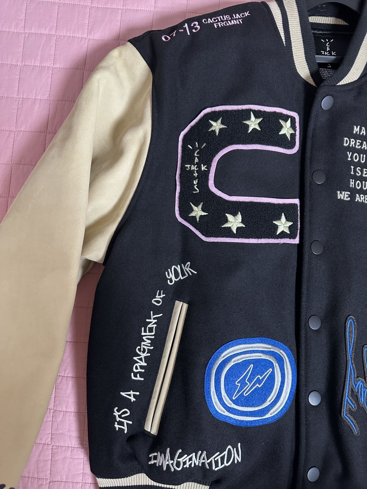 Fragment Design Travis Scott Cactus Jack Fragment Letterman Varsity Jacket Size US XXL / EU 58 / 5 - 3 Thumbnail