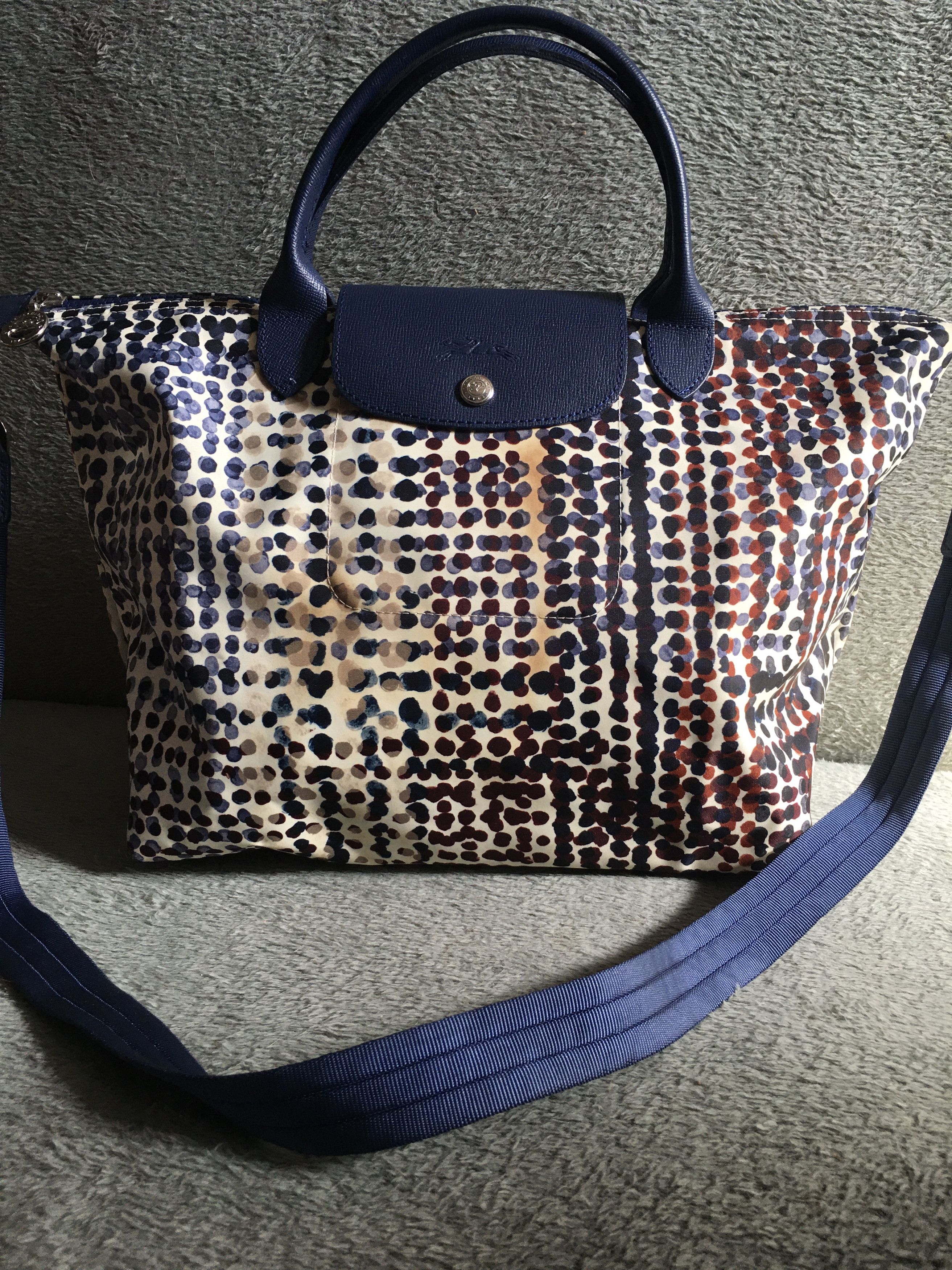 Longchamp LONGCHAMP Le Pliage Neo Blue Polka Dot Limited Edition Size ONE SIZE - 1 Thumbnail