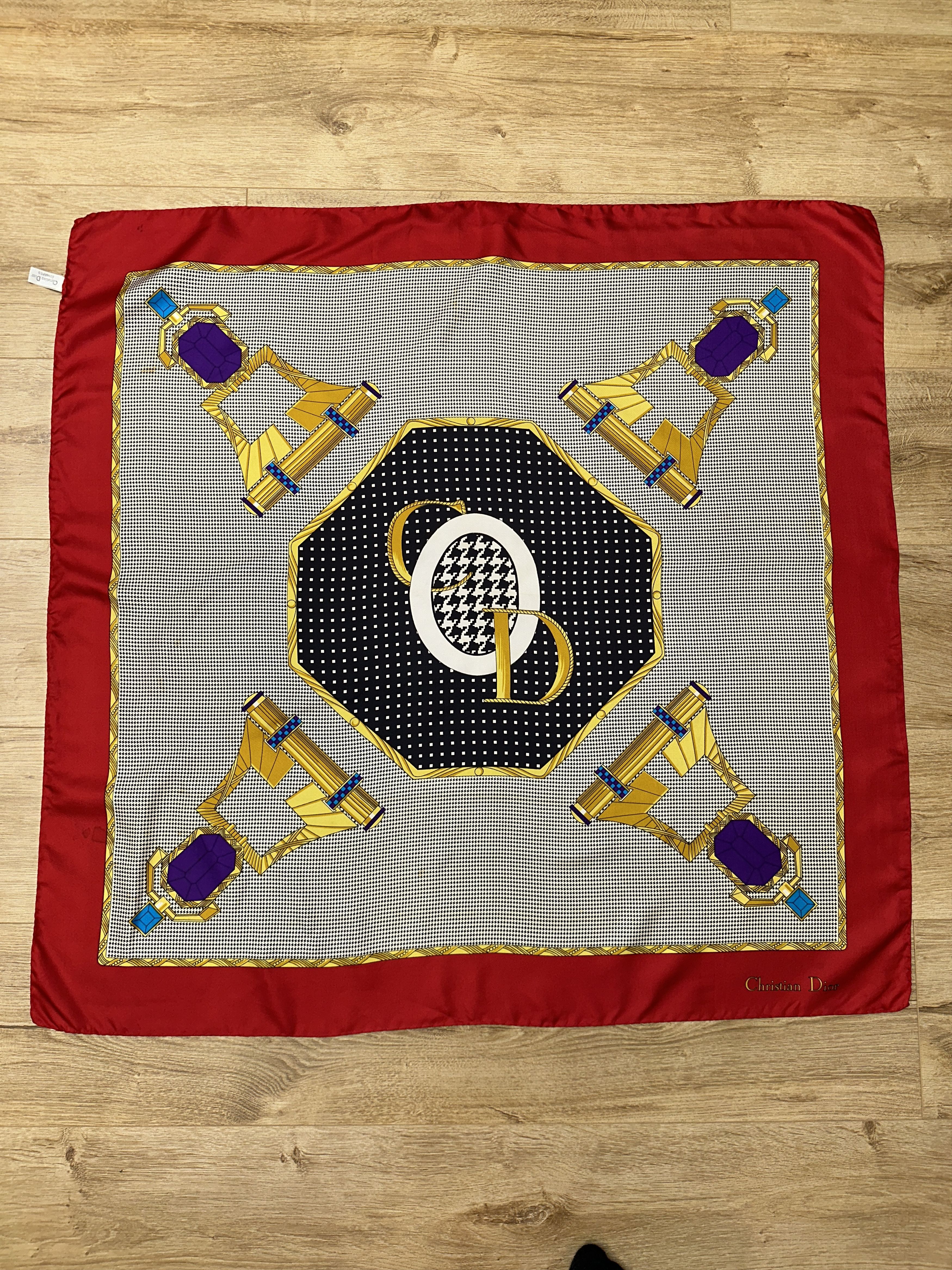 Chanel Christian Dior Jewel CD Logo Silk Scarf 87x85 Archive 2000s Size ONE SIZE - 3 Thumbnail
