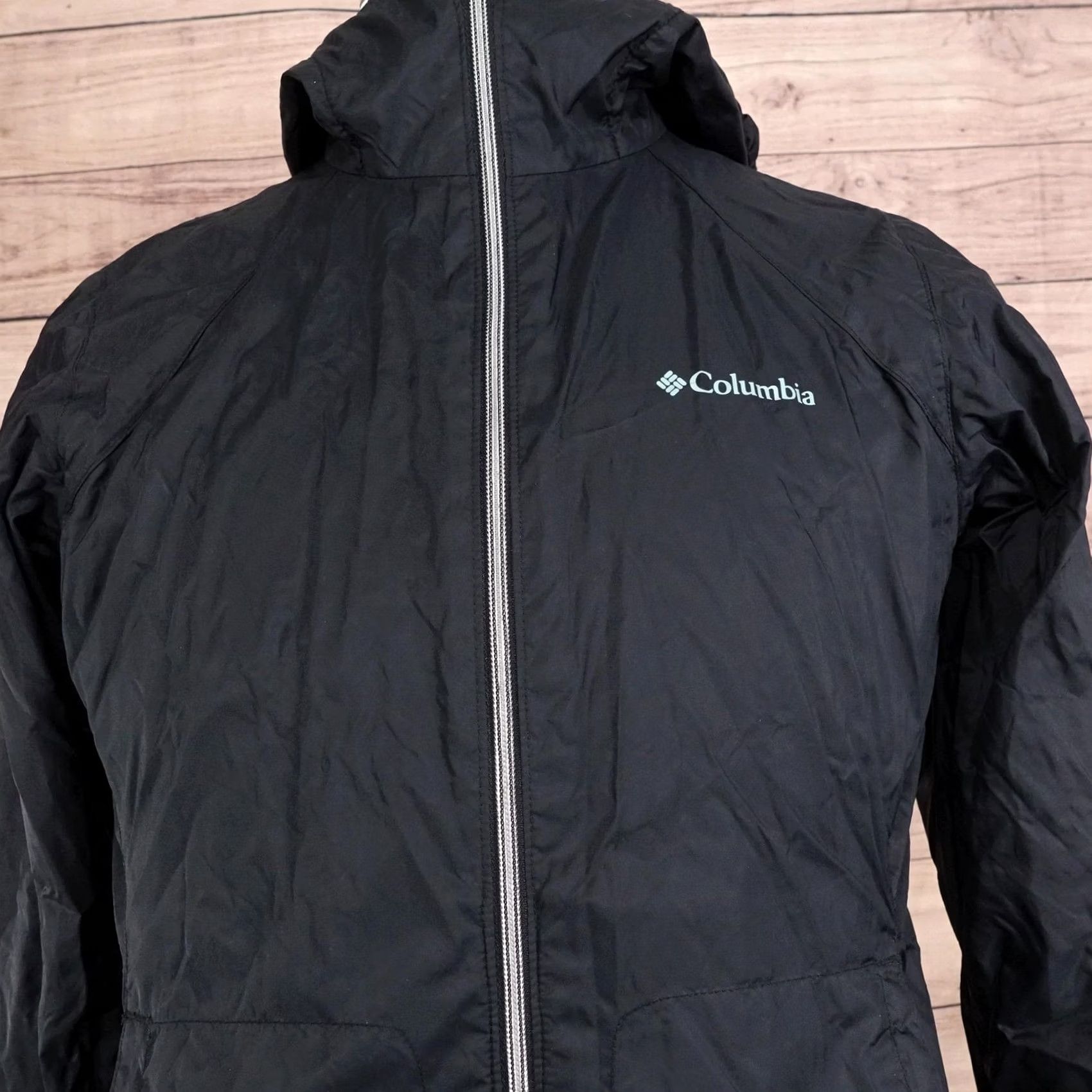 Vintage Columbia Jacket Mens M Black Rain Coat Hooded Full Zip Lined Anorak Parka - Retained all details Size US M / EU 48-50 / 2 - 2 Thumbnail
