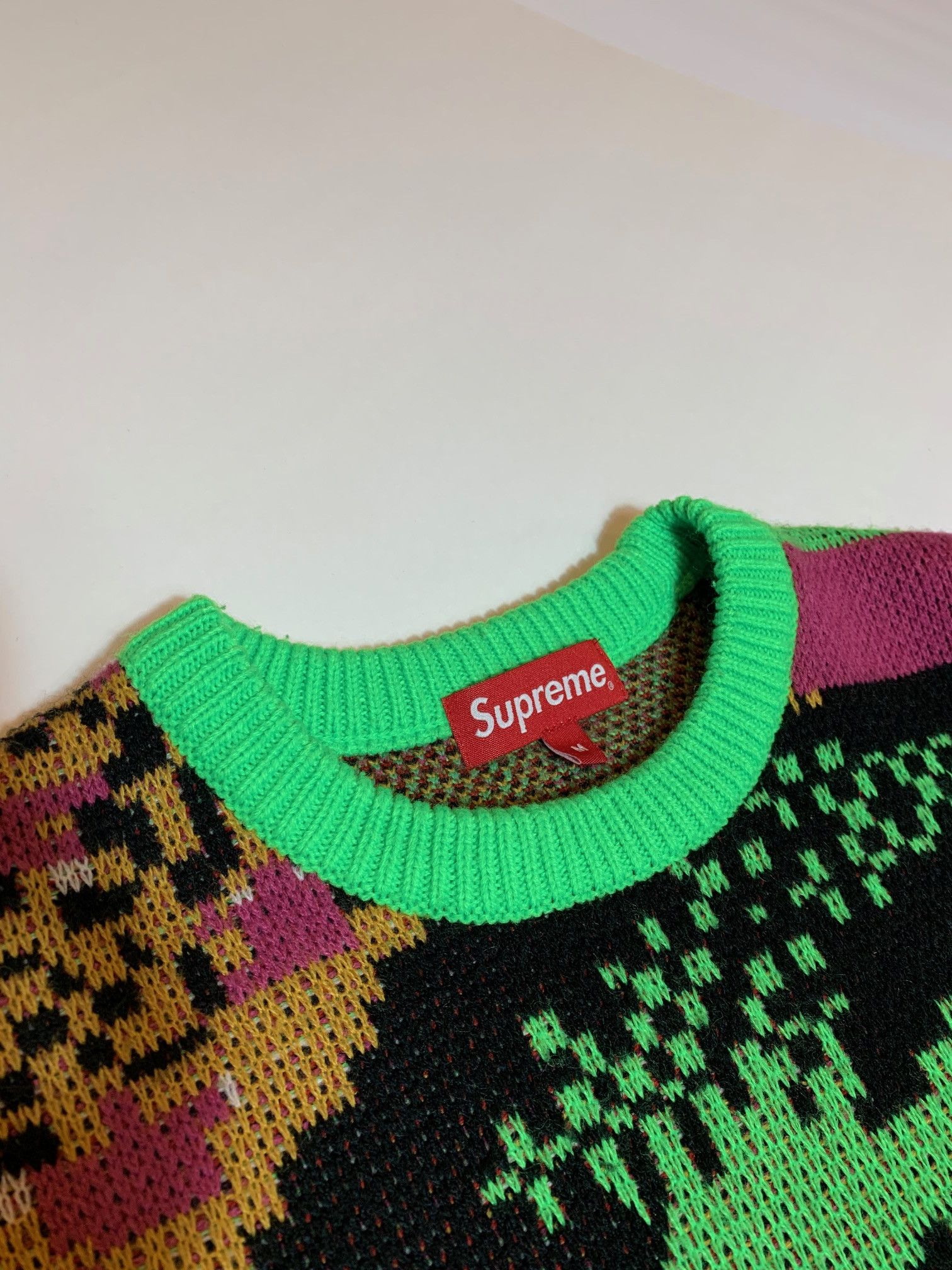 Supreme Digital Flag Sweater Light Green SS21 | Grailed