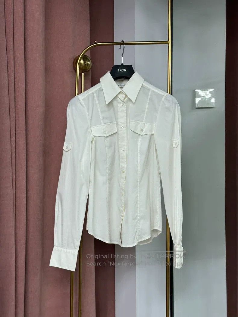 Loro Piana White Collared Long Sleeve Shirt