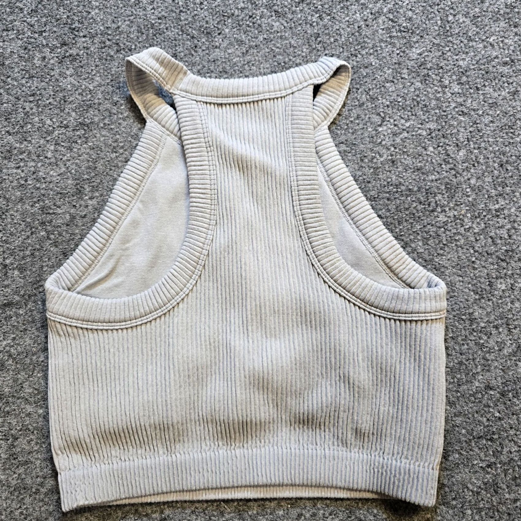 Vintage Aerie Bra Top Women Size Medium Gray Superchill Seamless Ribbed High Neck Lounge Bralette Racerback Wireless Nylon Spandex Blend Shirt Size M / US 6-8 / IT 42-44 - 7 Thumbnail